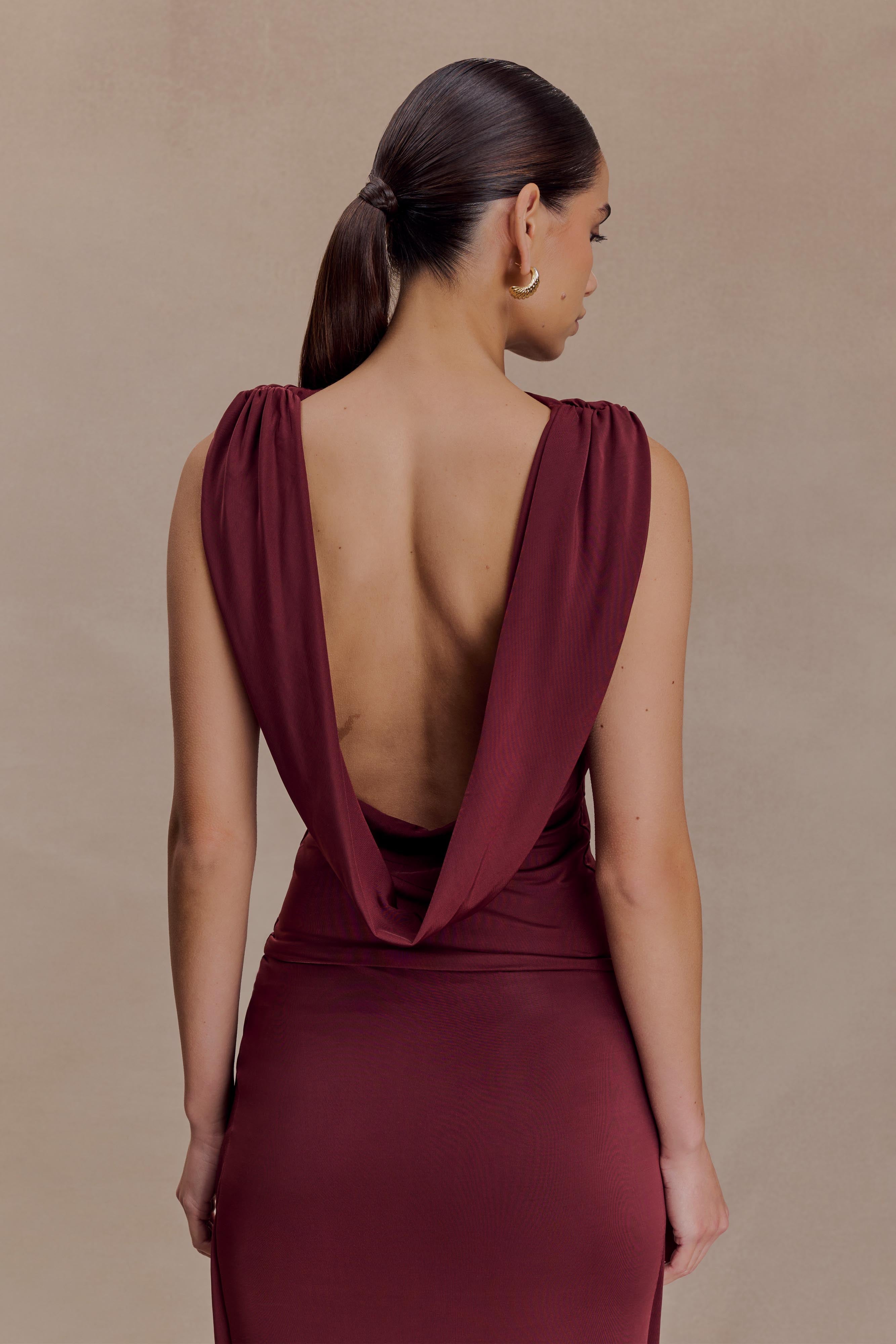 Bridget Slinky Cowl Back Top - Burgundy - Image 3