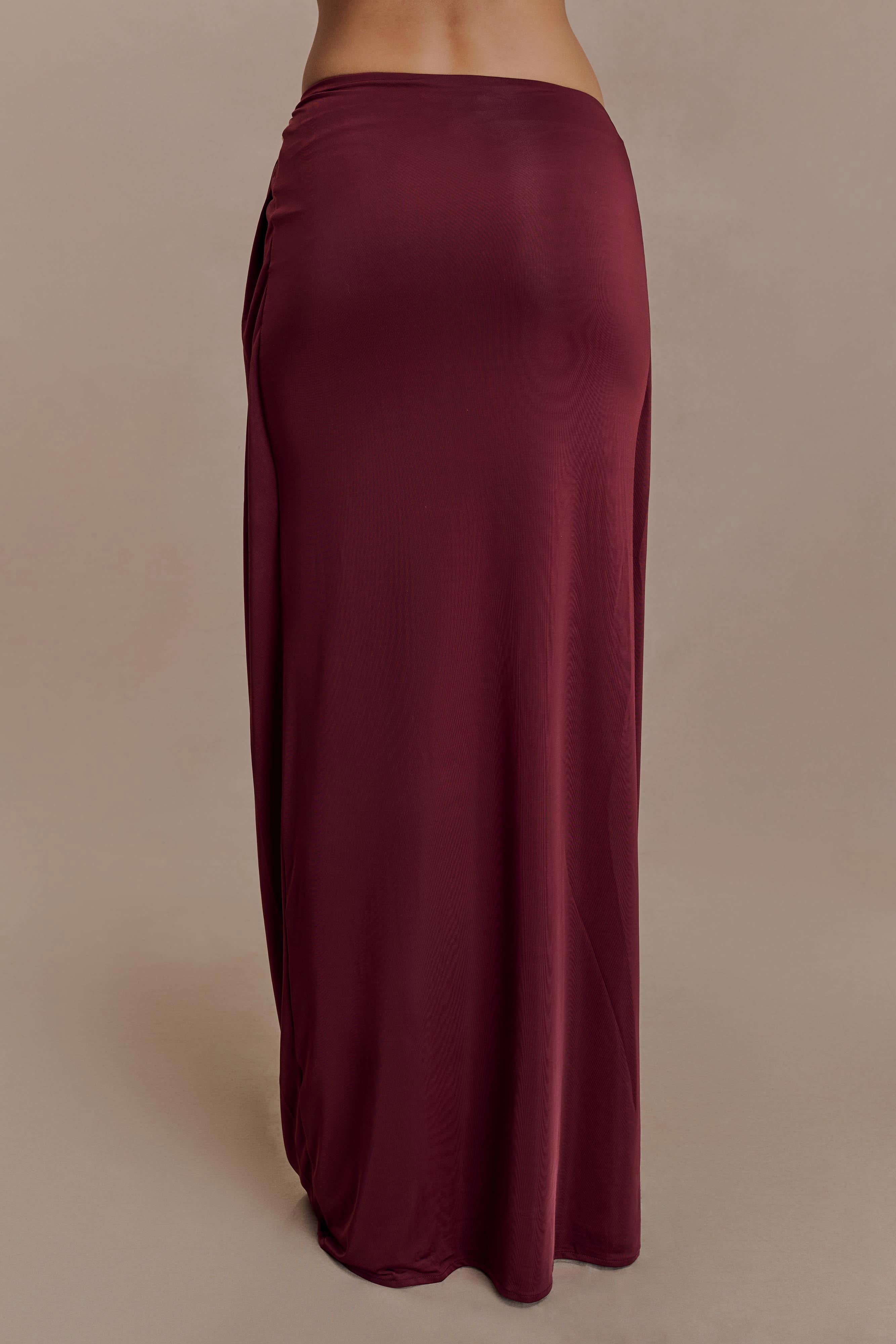Bridget Slinky Maxi Skirt With Hardware - Burgundy - Image 5