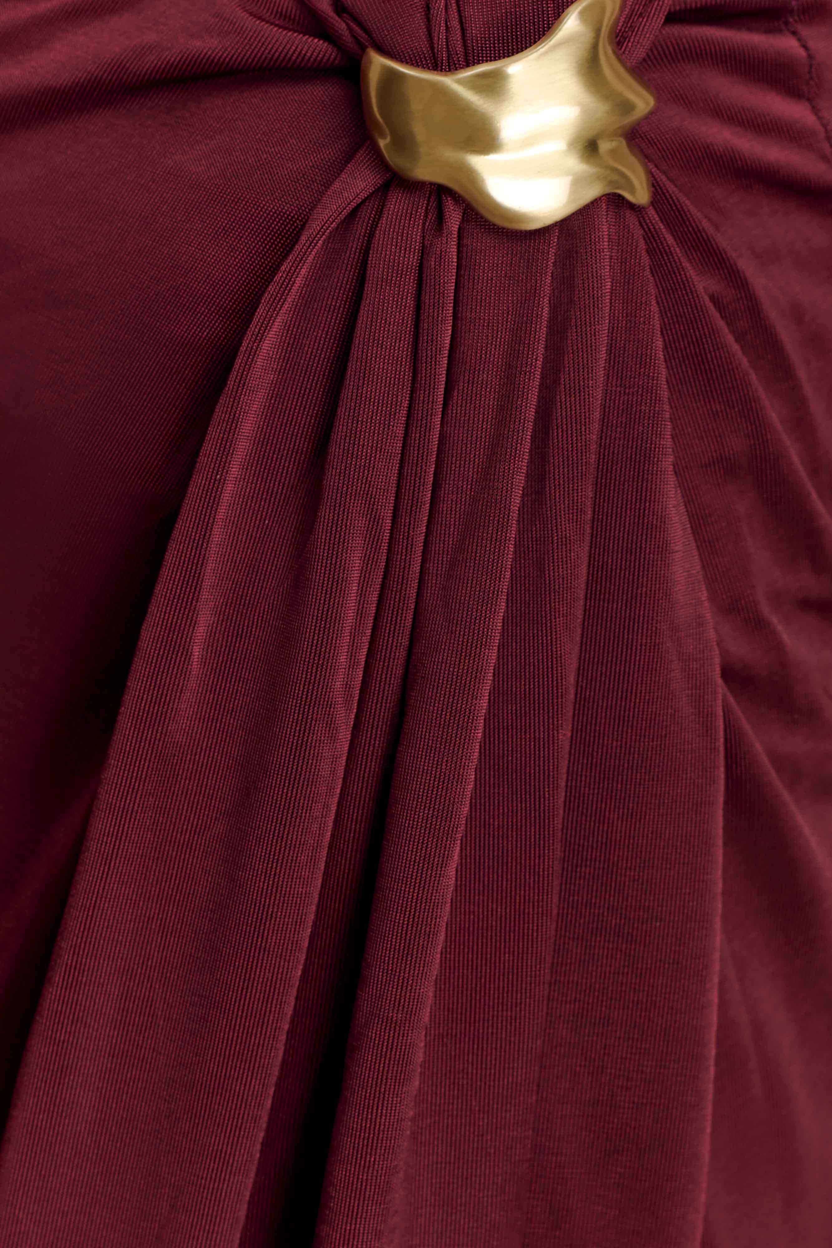 Bridget Slinky Maxi Skirt With Hardware - Burgundy - Image 7
