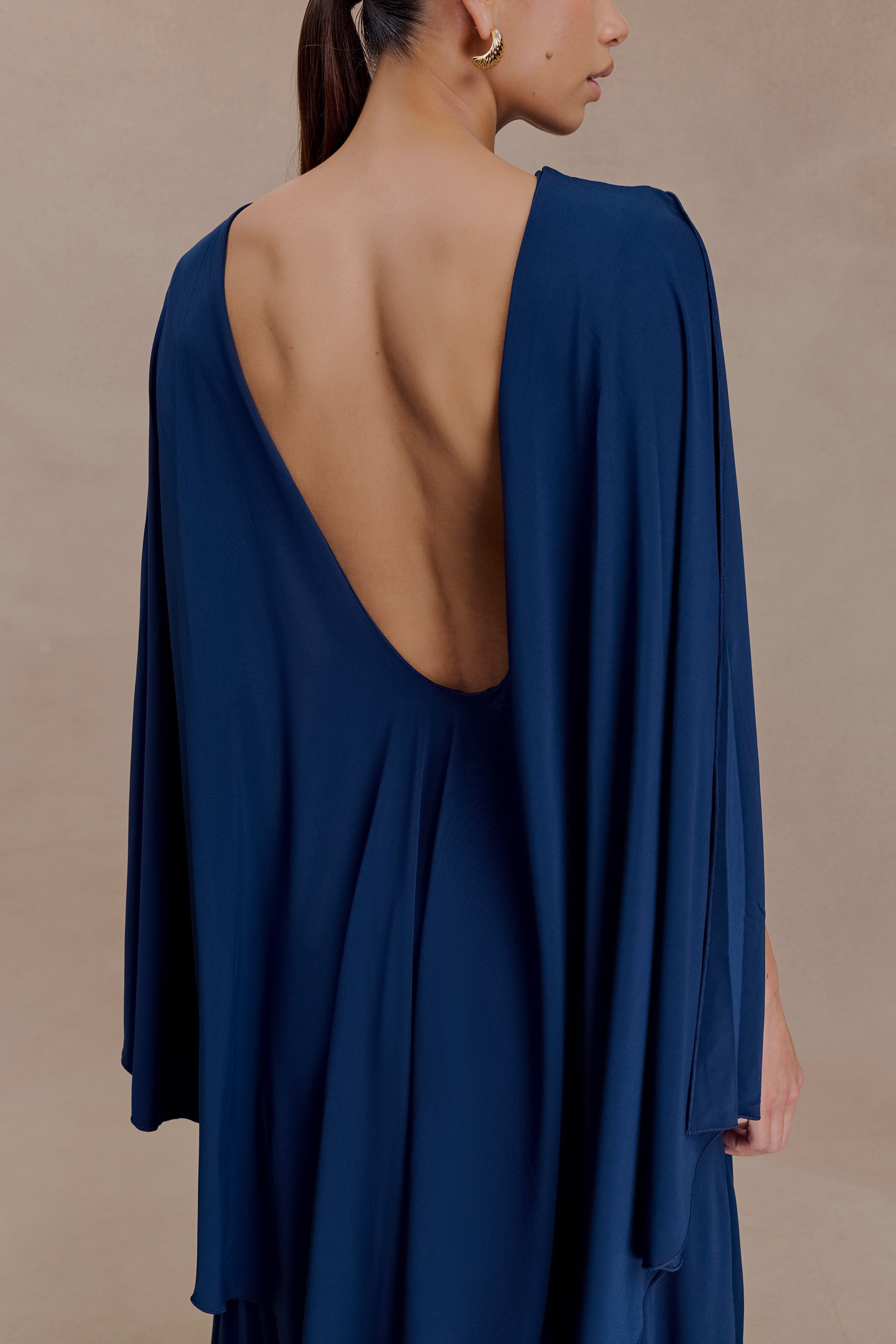 Emory Jersey Cape Maxi Dress - Navy - Image 7