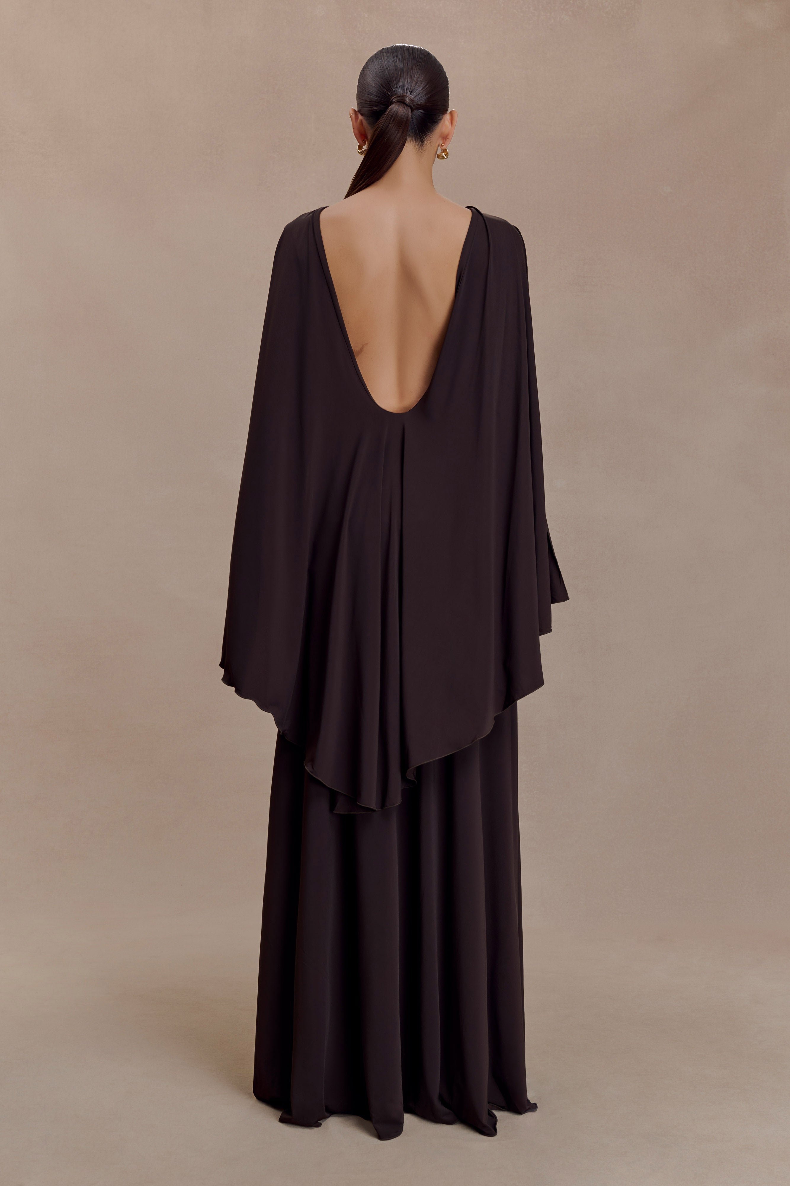 Alternative view of Emory Jersey Cape Maxi Dress - Chocolate