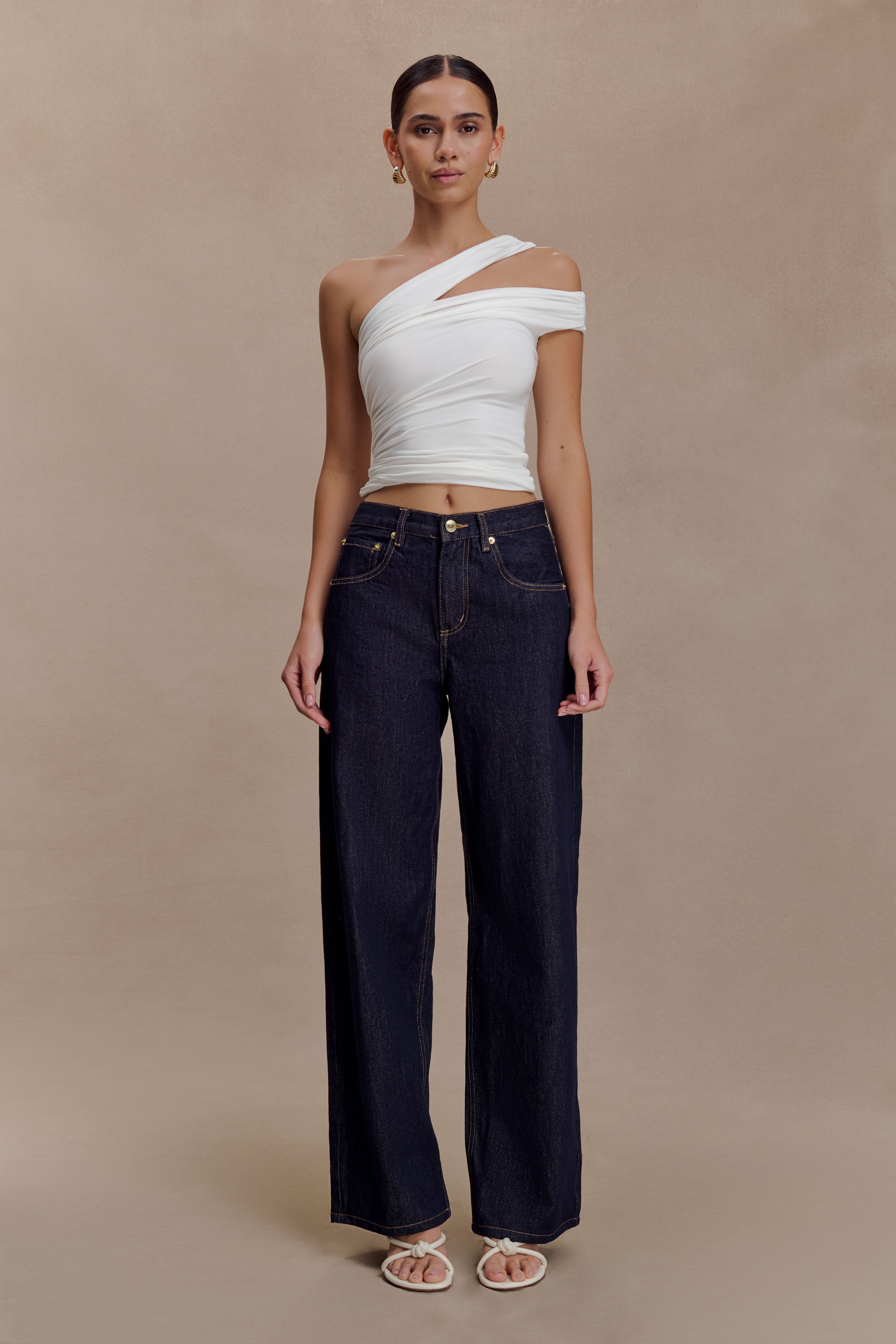 Alternative view of Anna One Shoulder Modal Top - White