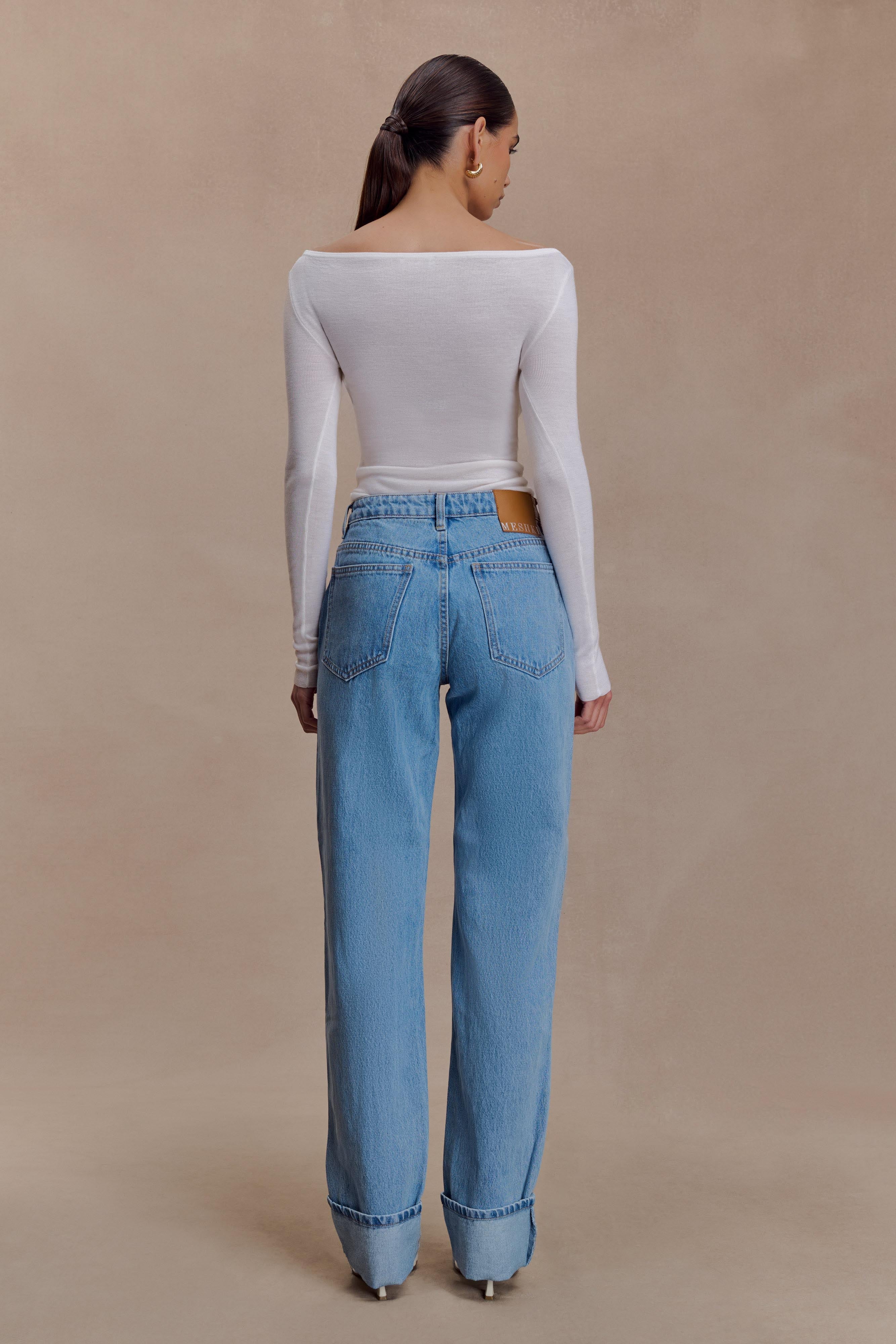 Alternative view of Paedyn Merino Wool Ribbed Long Sleeve Top - Ivory