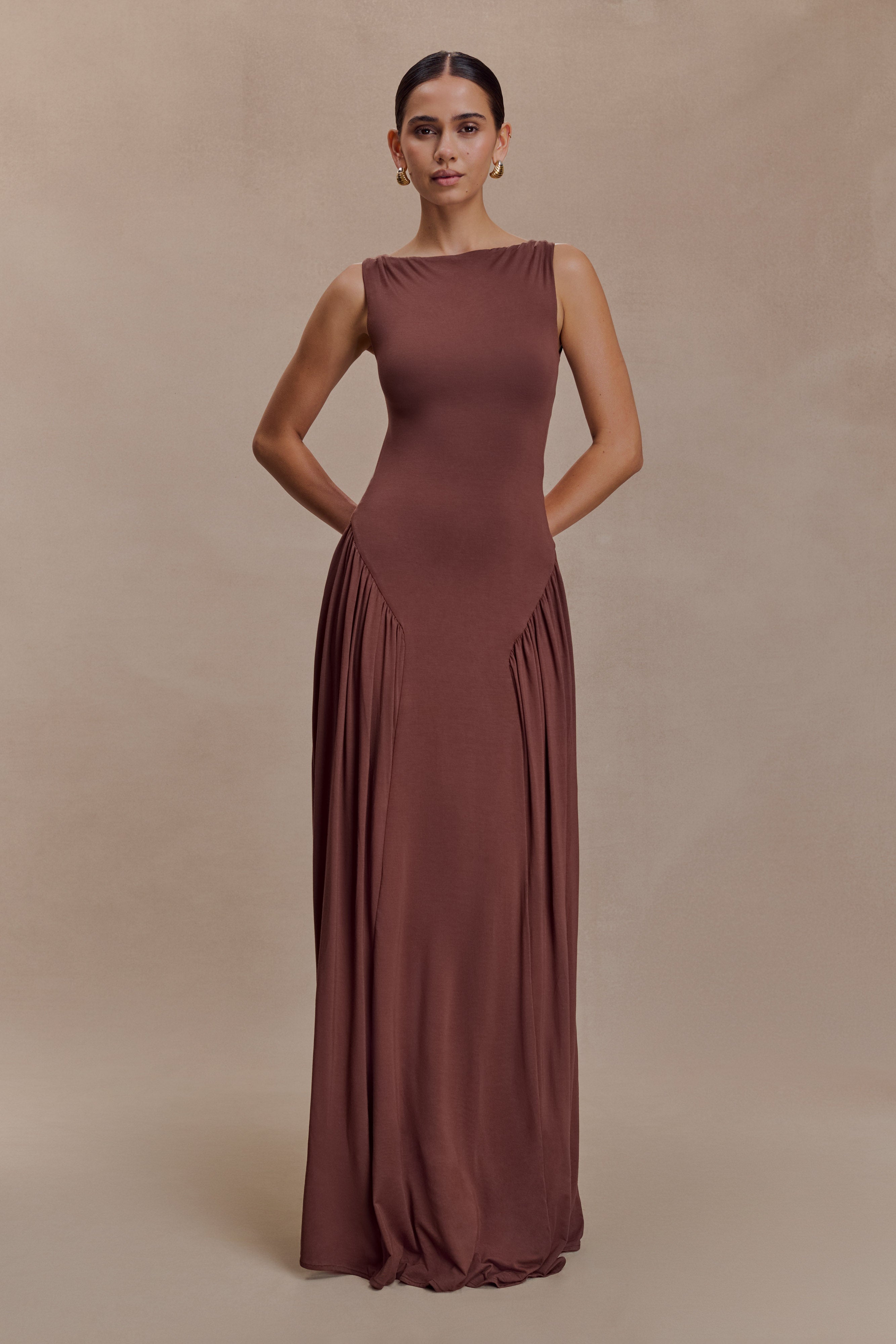 Marnie Modal Sleeveless Maxi Dress - Chocolate - Image 6