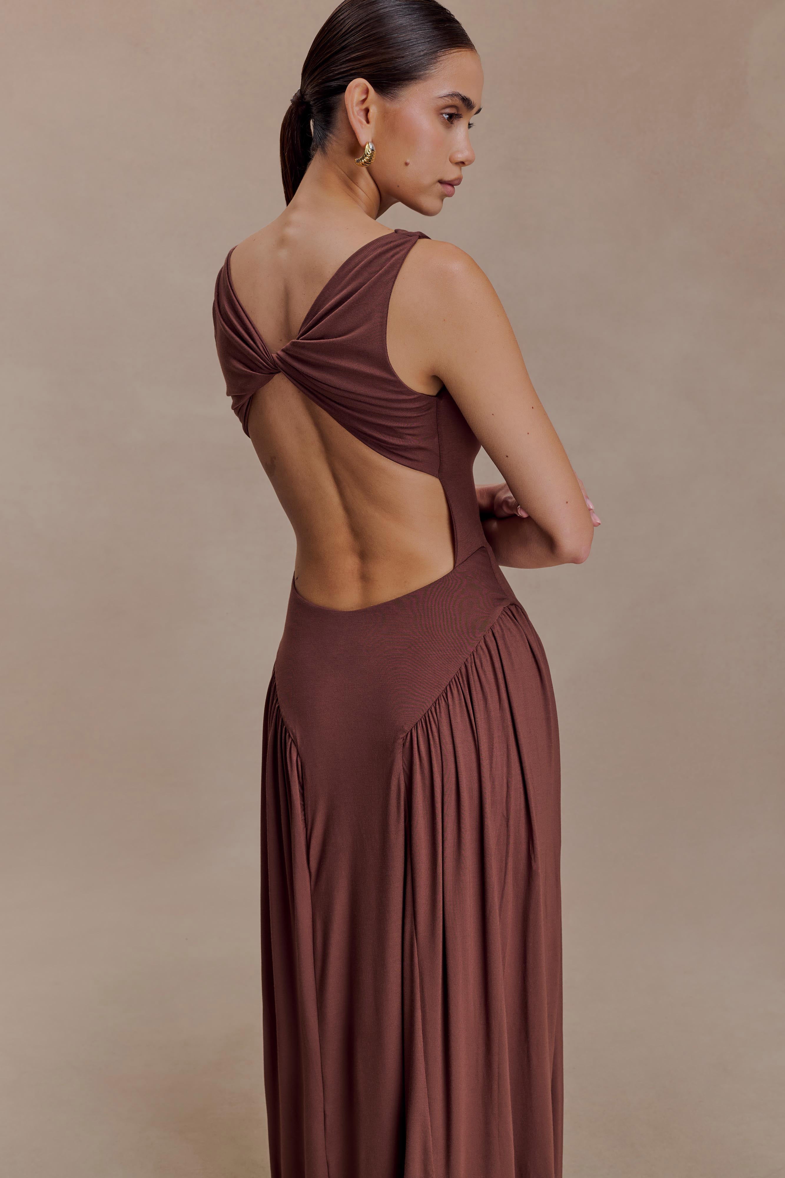 Marnie Modal Sleeveless Maxi Dress - Chocolate - Image 4