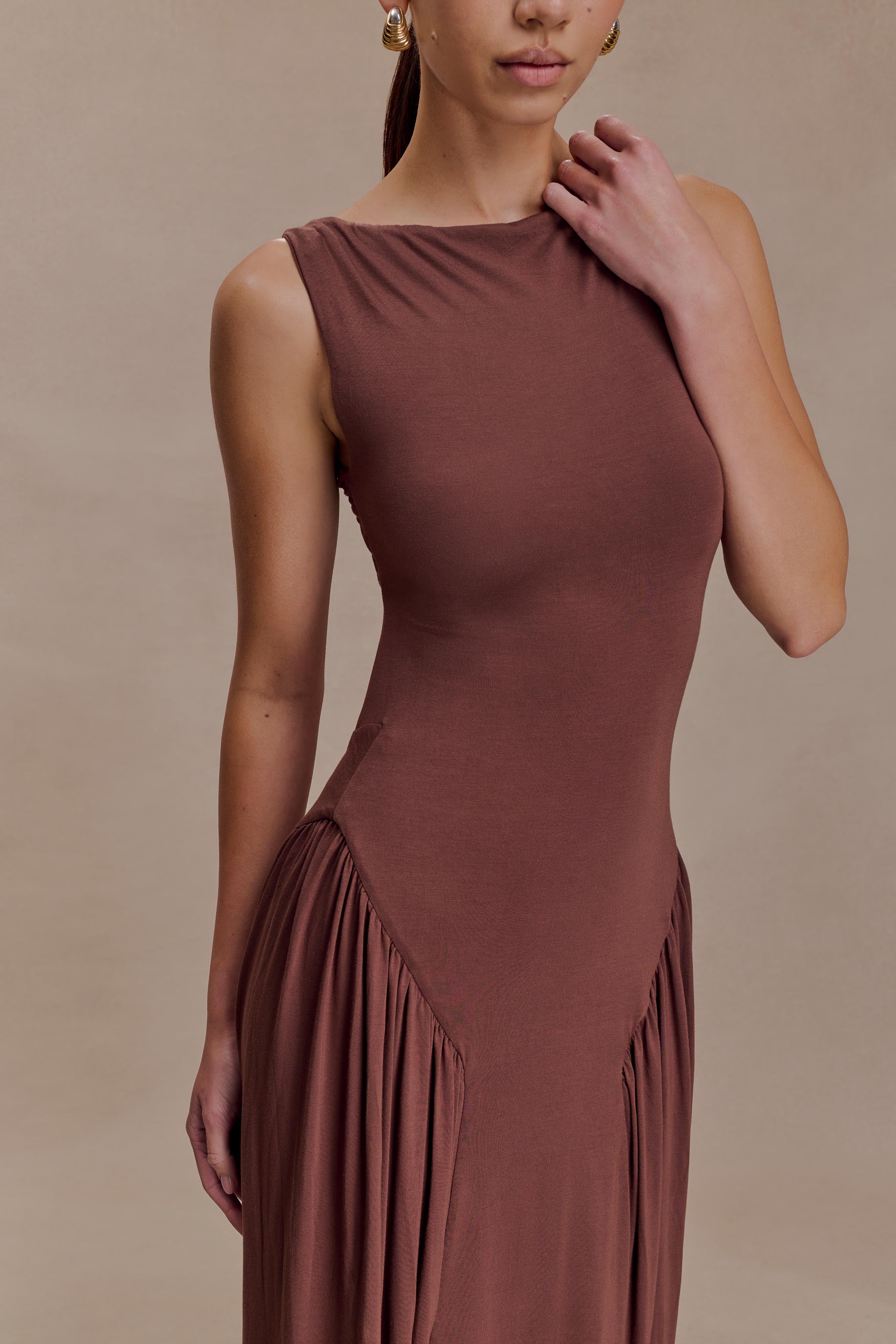 Marnie Modal Sleeveless Maxi Dress - Chocolate - Image 3