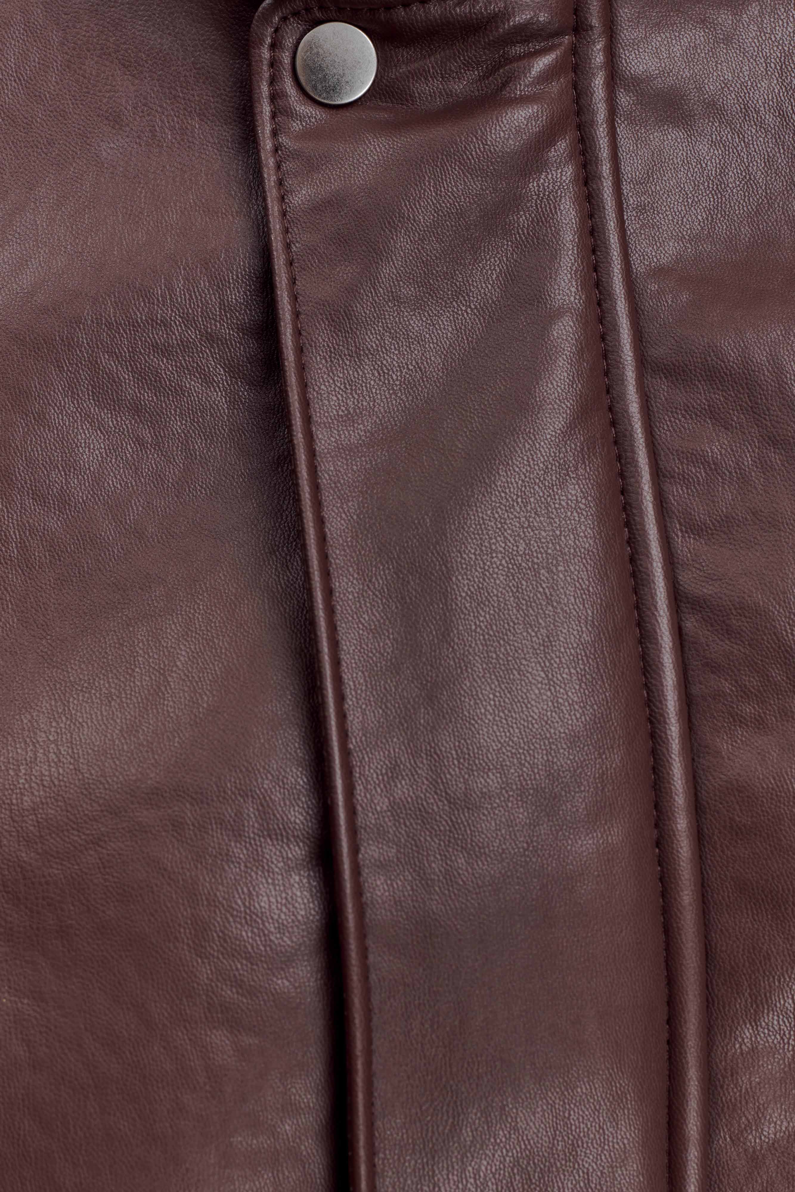 Curtis Faux Leather Bomber Jacket - Dark Chocolate - Image 7