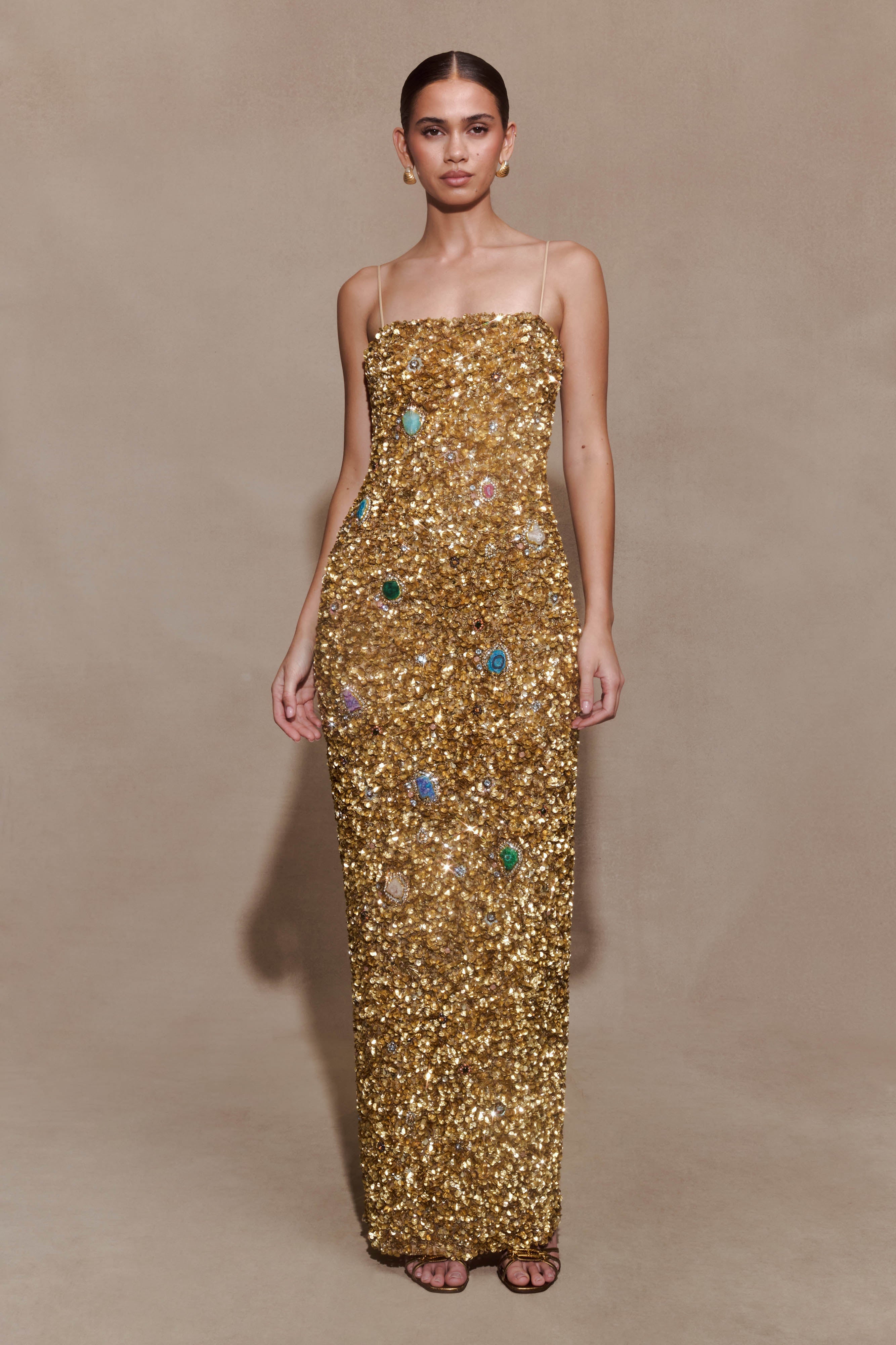 Alternative view of Porter Hand Beaded Midi Dress - Gold