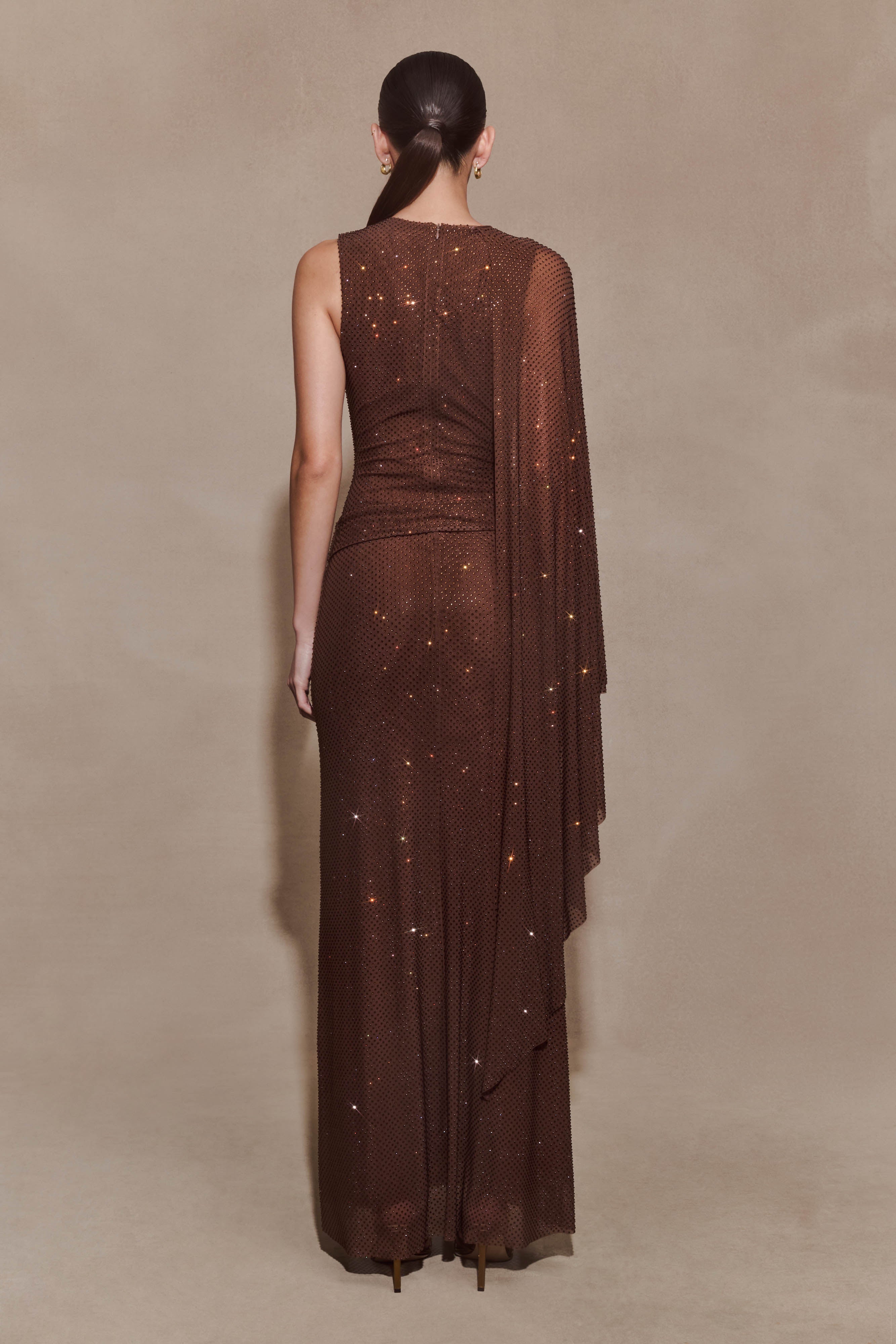 Alternative view of Bakari Diamante Cape Maxi Dress - Chocolate
