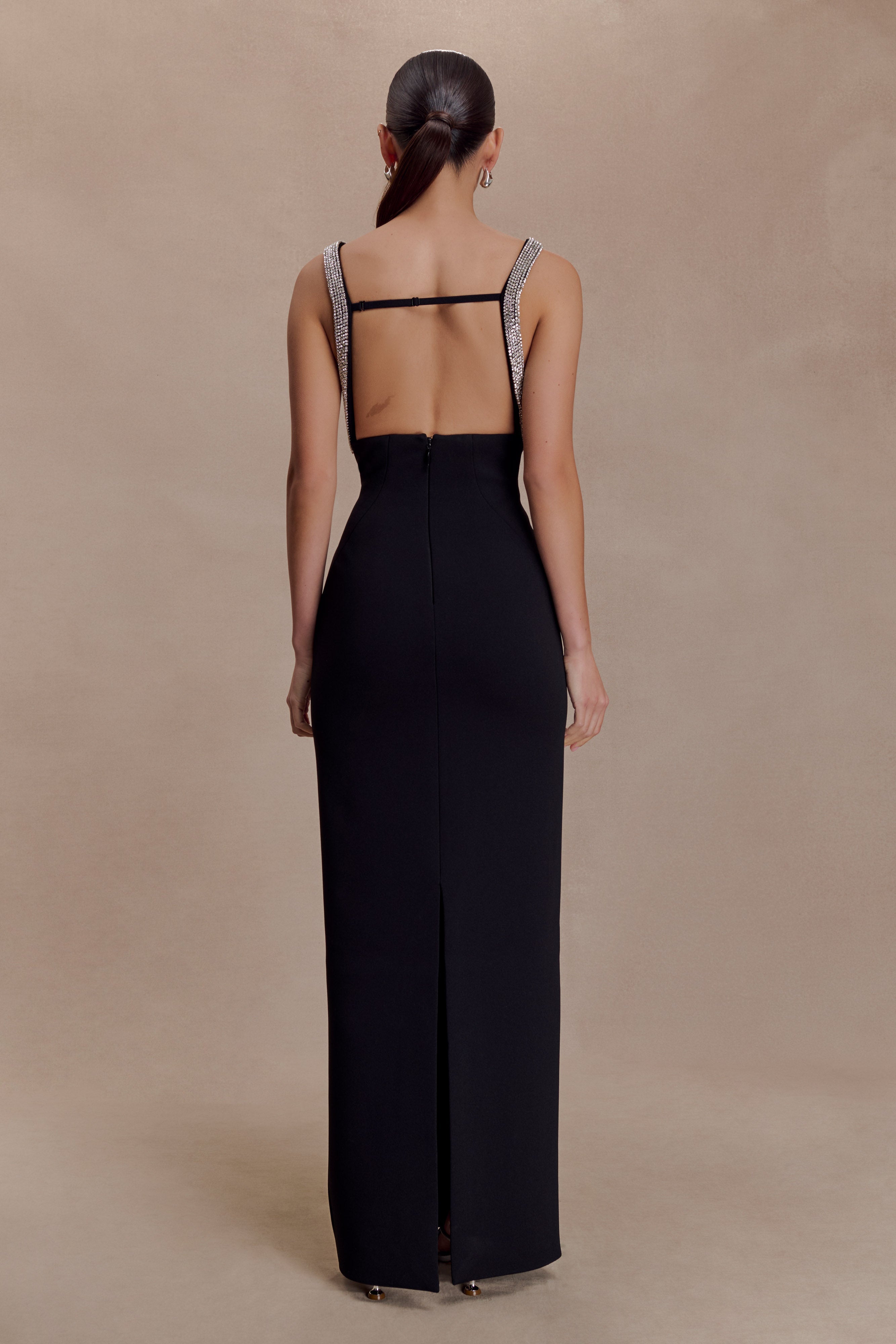 Lorde Embellished Crepe Maxi Dress - Black - Image 5