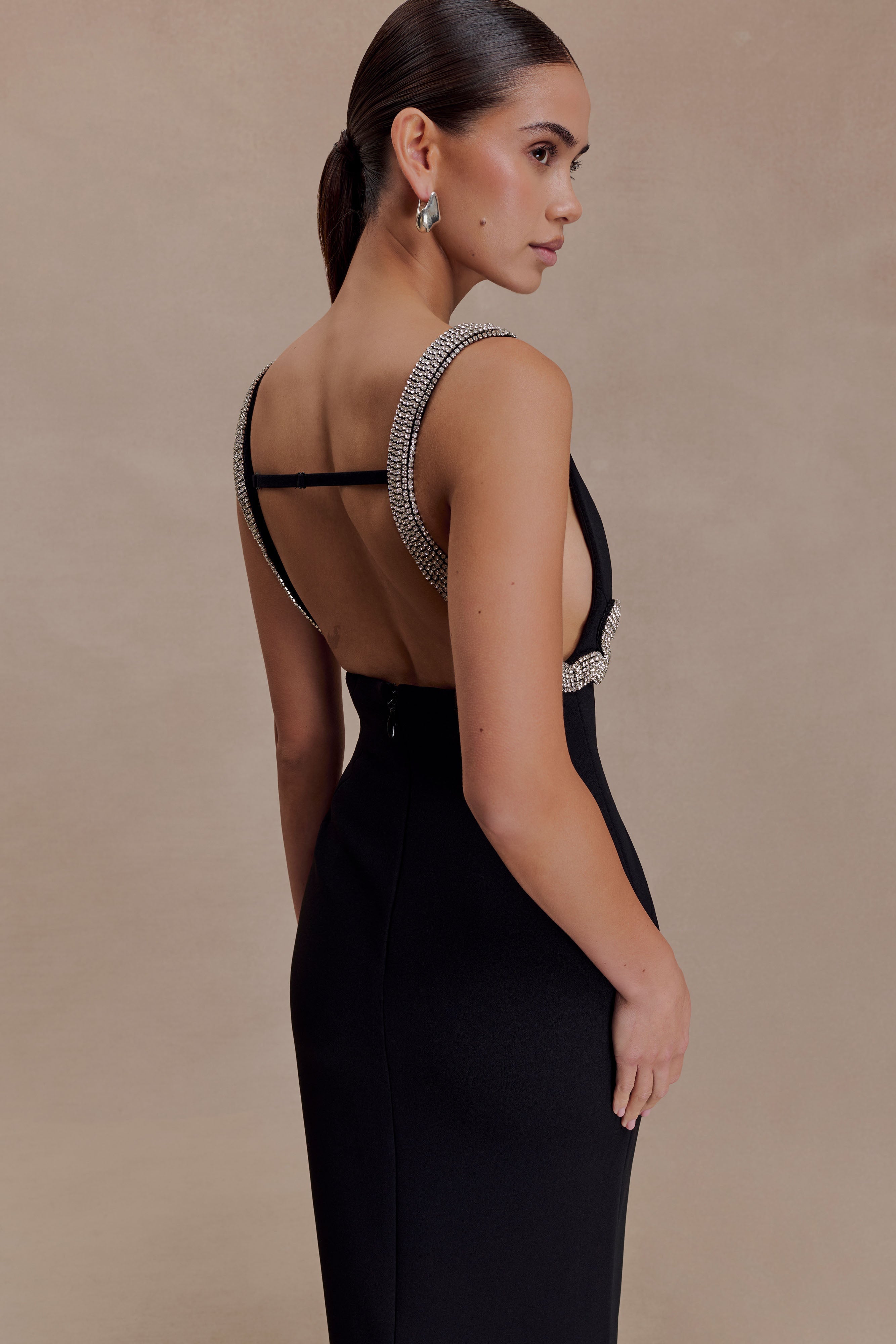 Lorde Embellished Crepe Maxi Dress - Black - Image 6