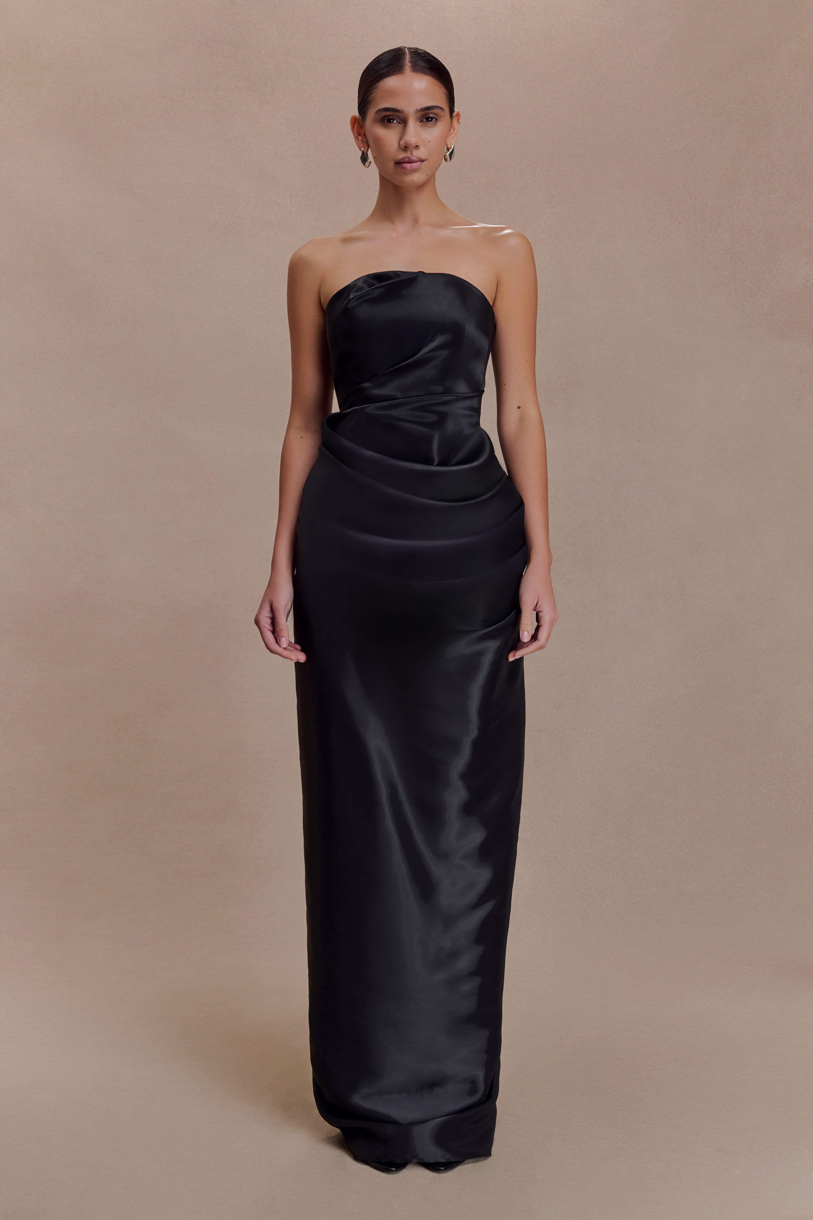 Calliope Strapless Organza Maxi Dress - Black - Image 6