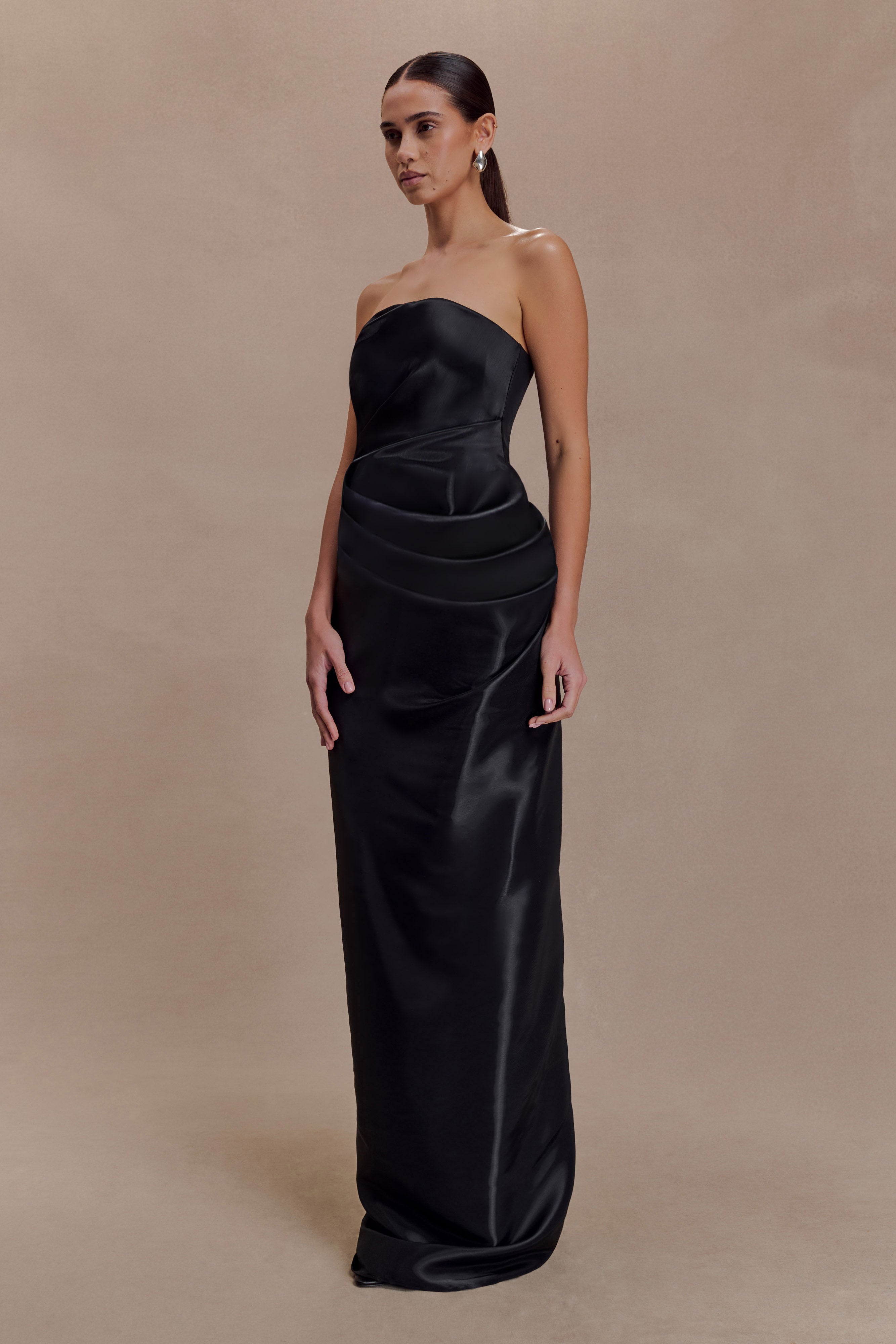 Calliope Strapless Organza Maxi Dress - Black - Image 4