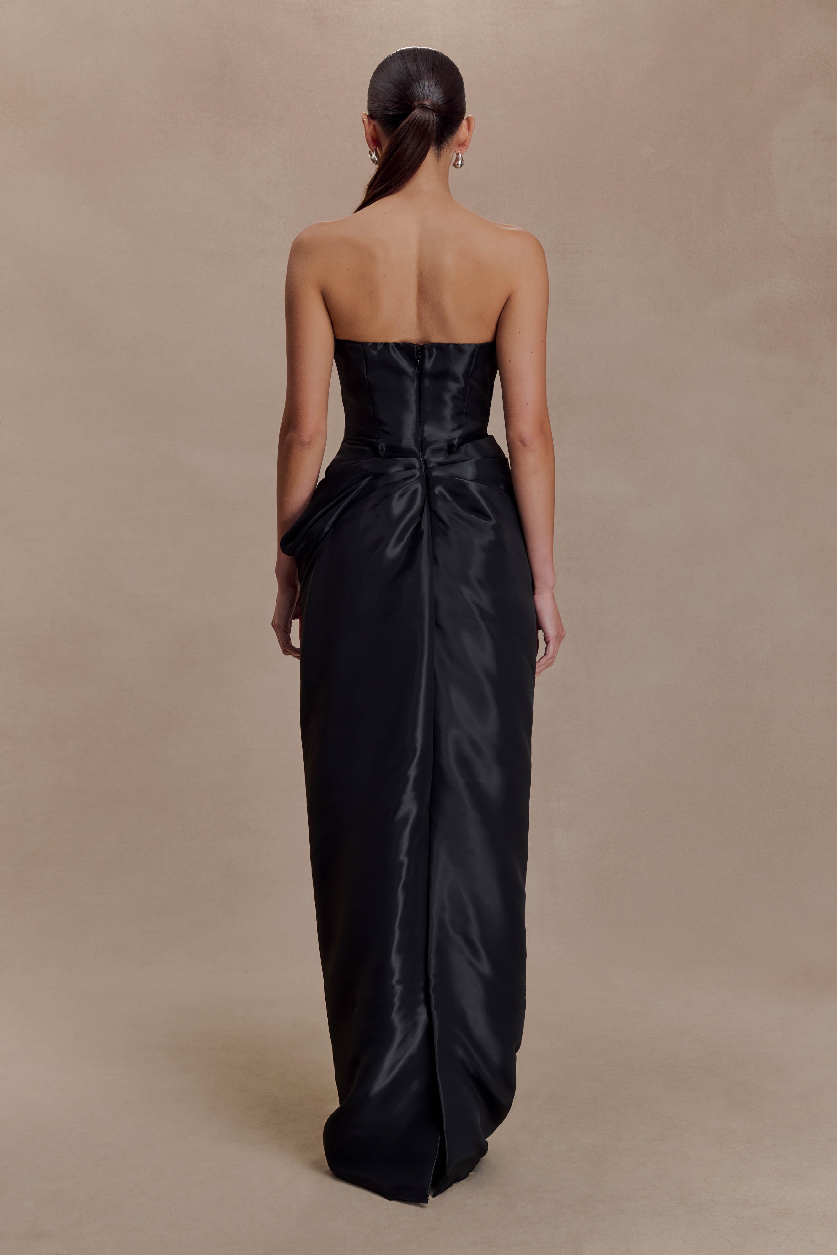Calliope Strapless Organza Maxi Dress - Black - Image 5