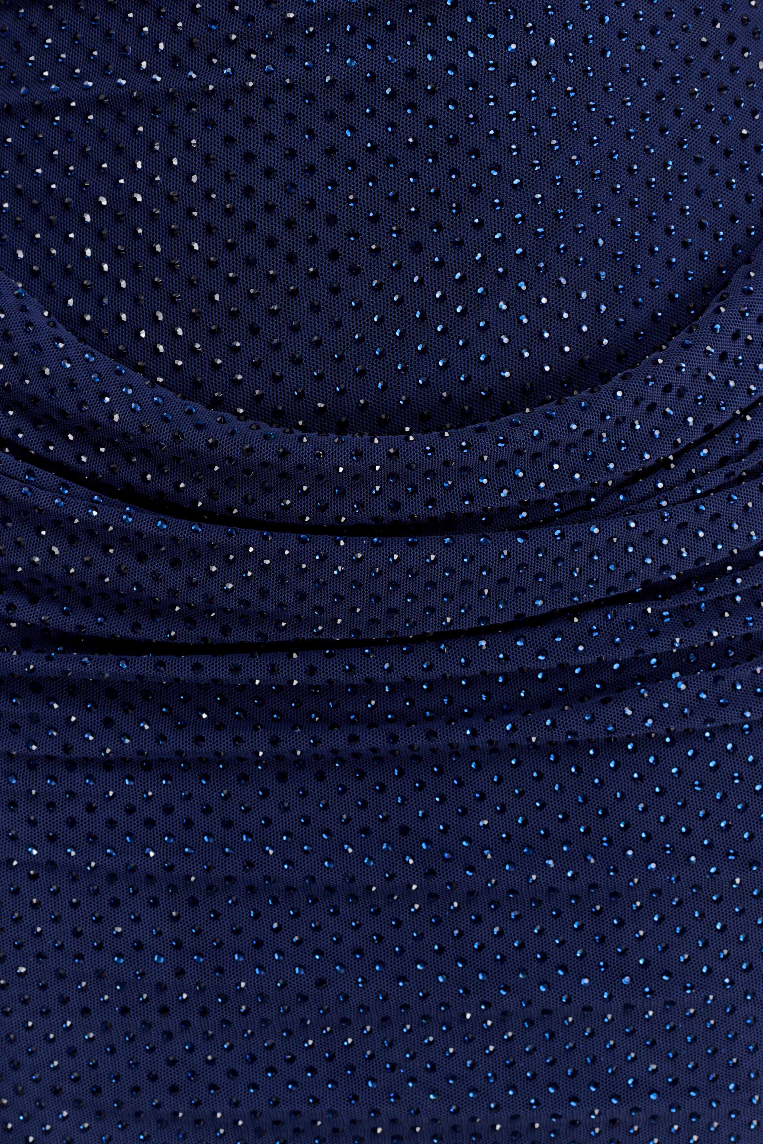 Mattea Diamante Mini Dress With Scarf - Navy - Image 9