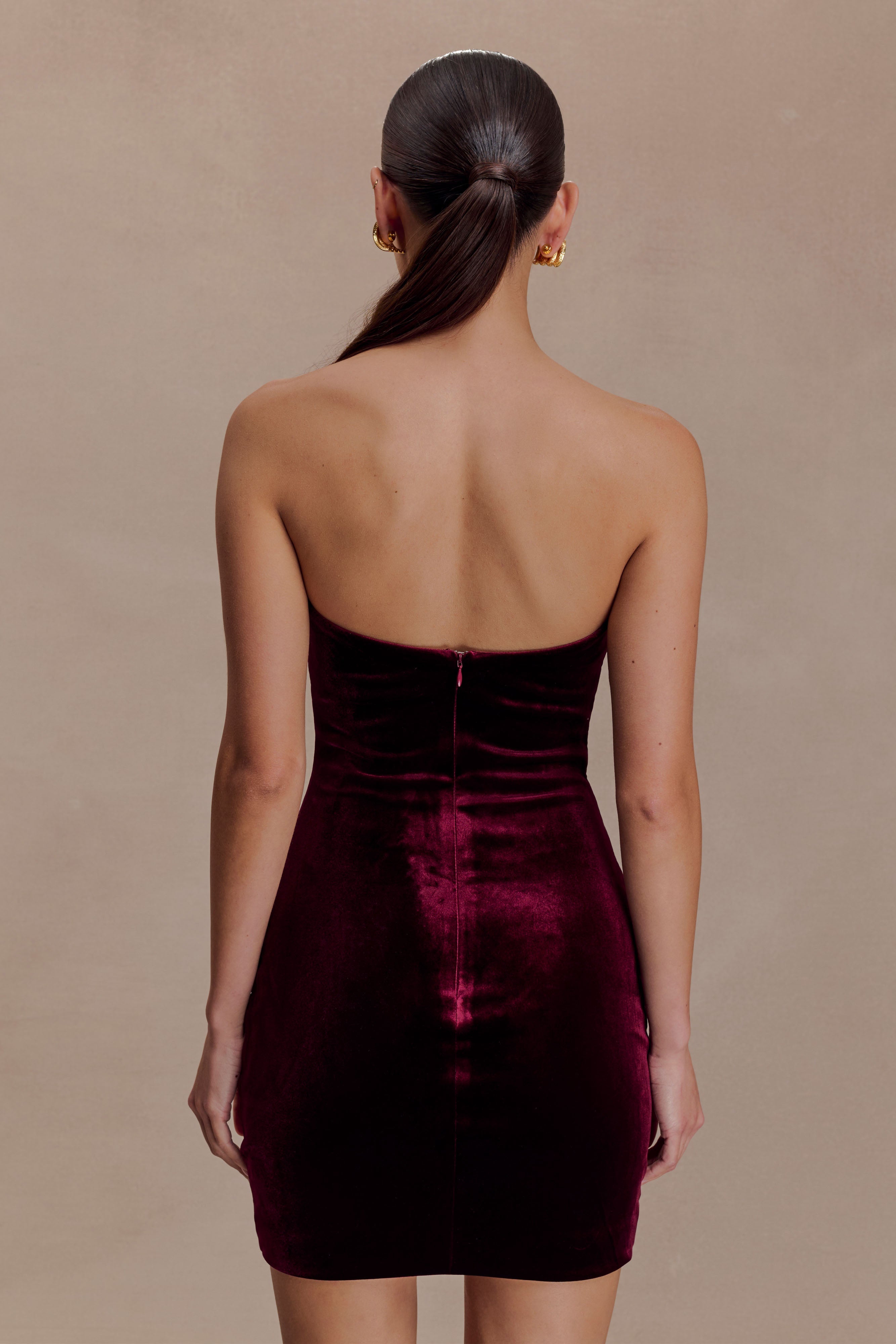 Alternative view of Paulina Velvet Strapless Mini Dress - Wine