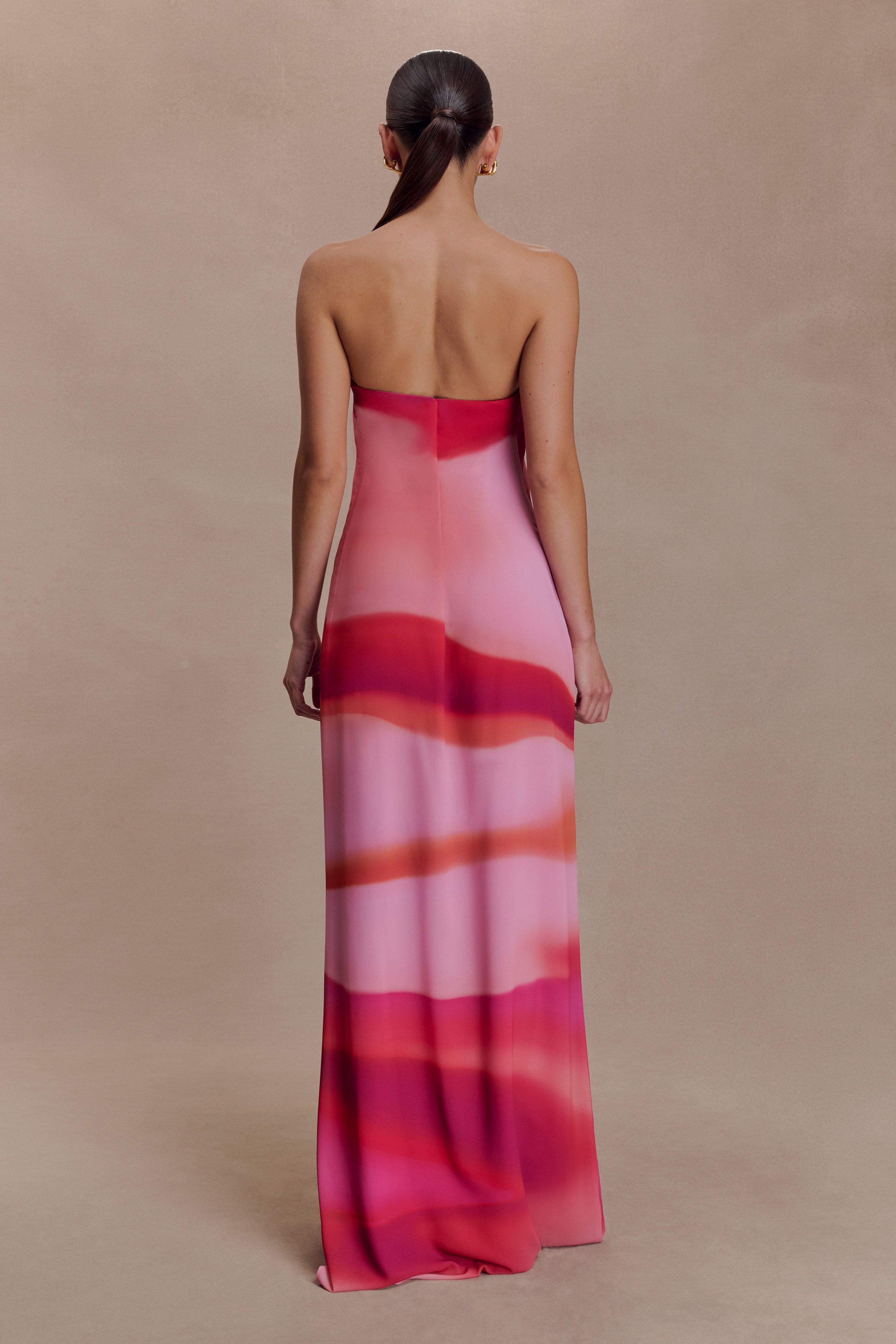 Alternative view of Amaya Strapless Chiffon Maxi Dress - Pink Sunset Print