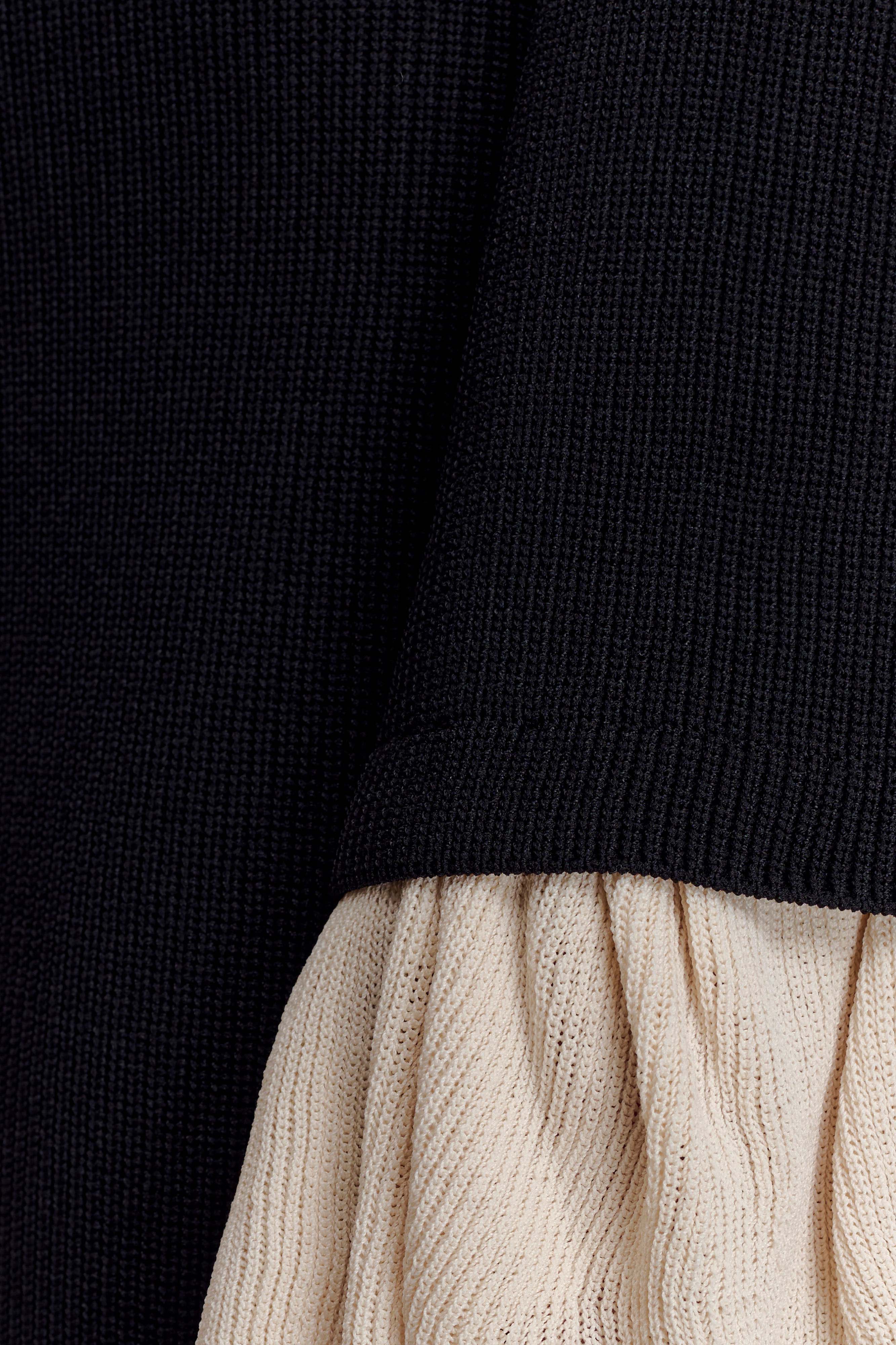 Amirose Ruffle Knit Midi Dress - Black - Image 6