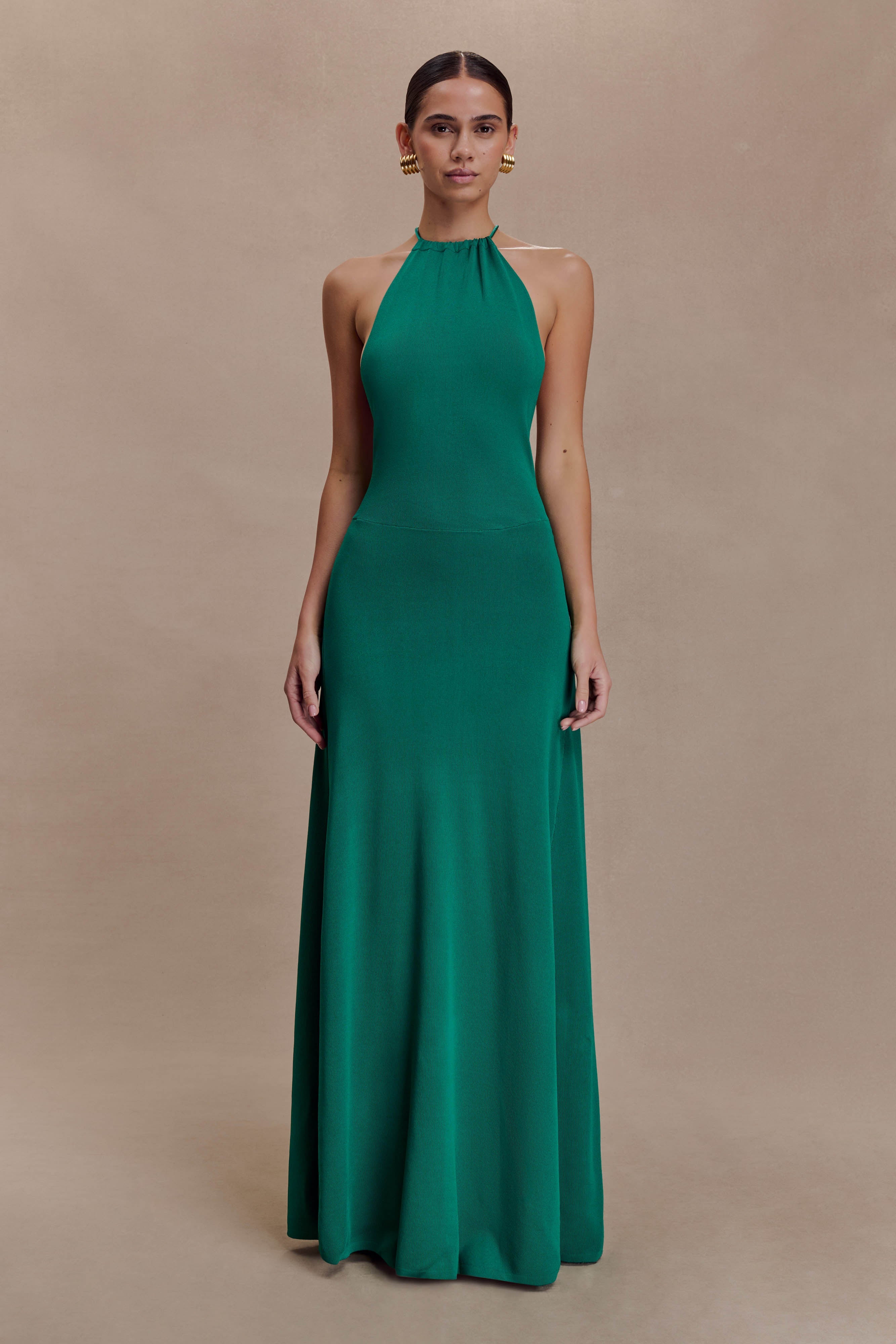 Alternative view of Meg Halter Tassel Maxi Dress - Emerald