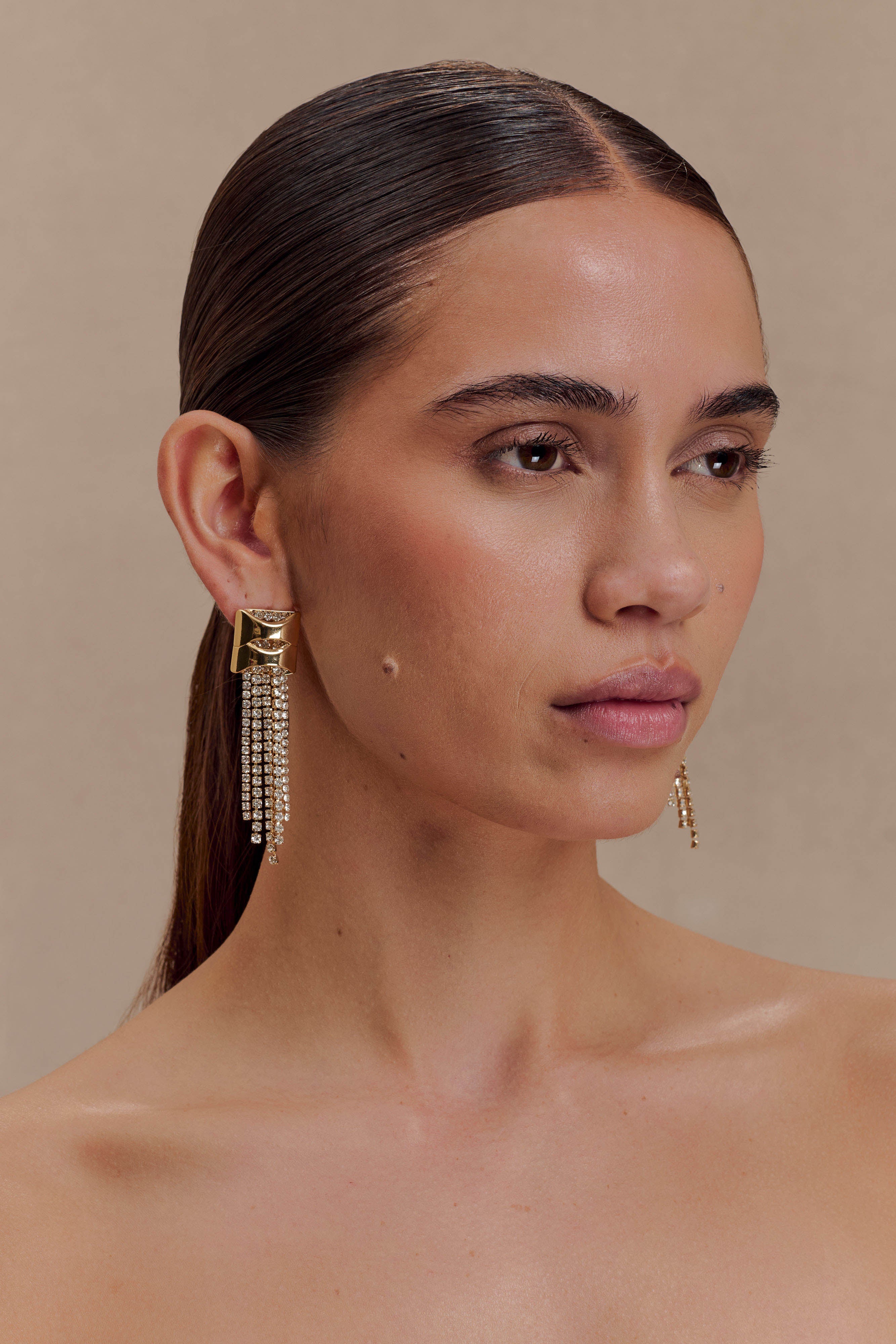 Alternative view of Shea Crystal Fringe Drop Earrings - Gold