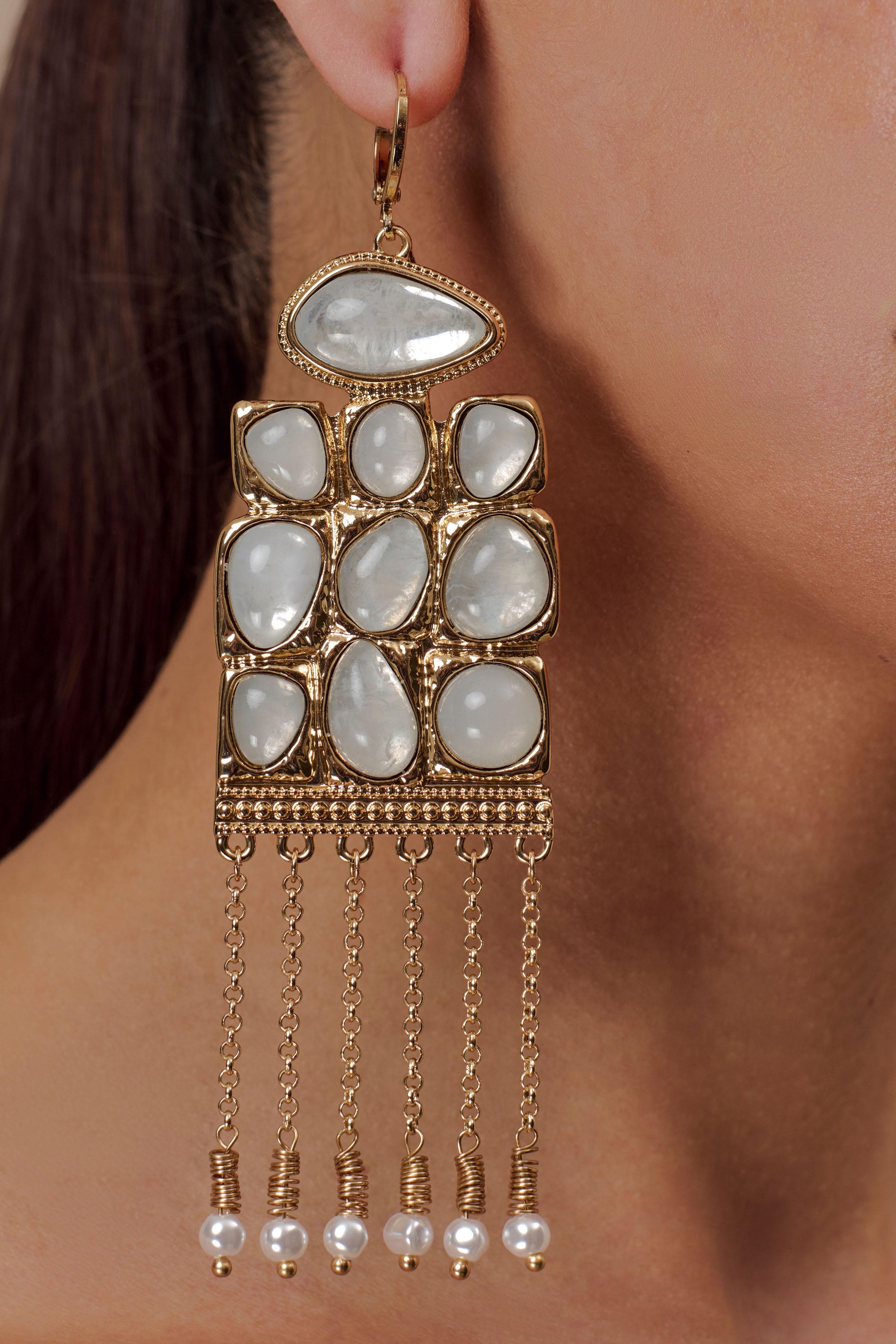 Alternative view of Annika Horizontal Resin Drop Earrings - Gold