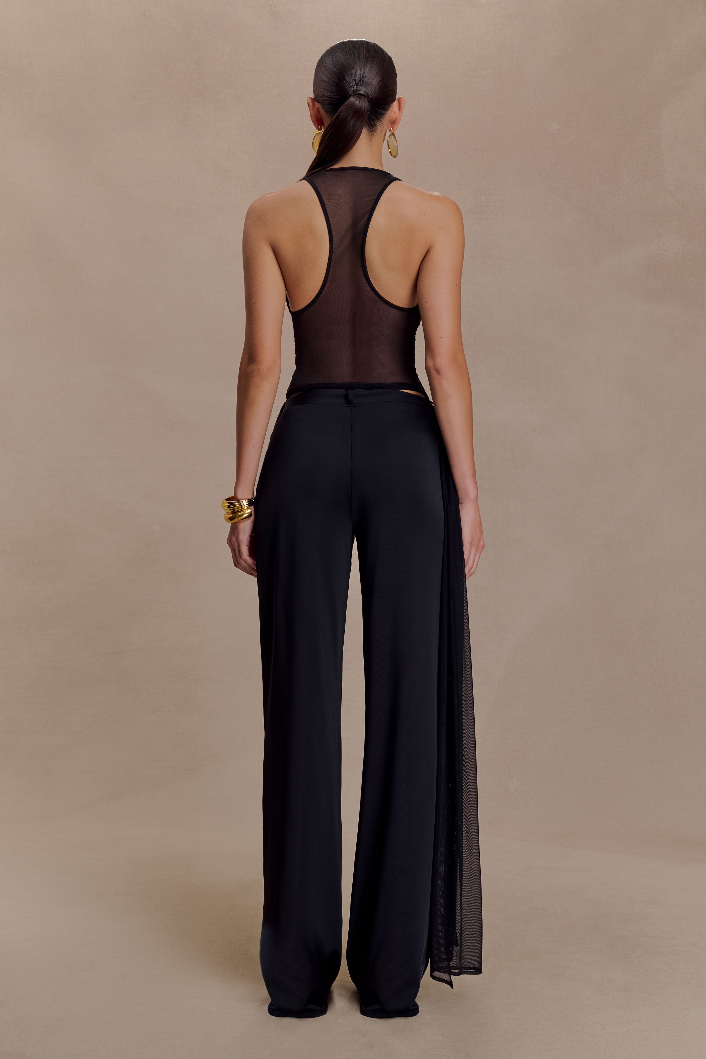 Alternative view of Aspyn Slinky Gathered Wide Leg Pants - Black