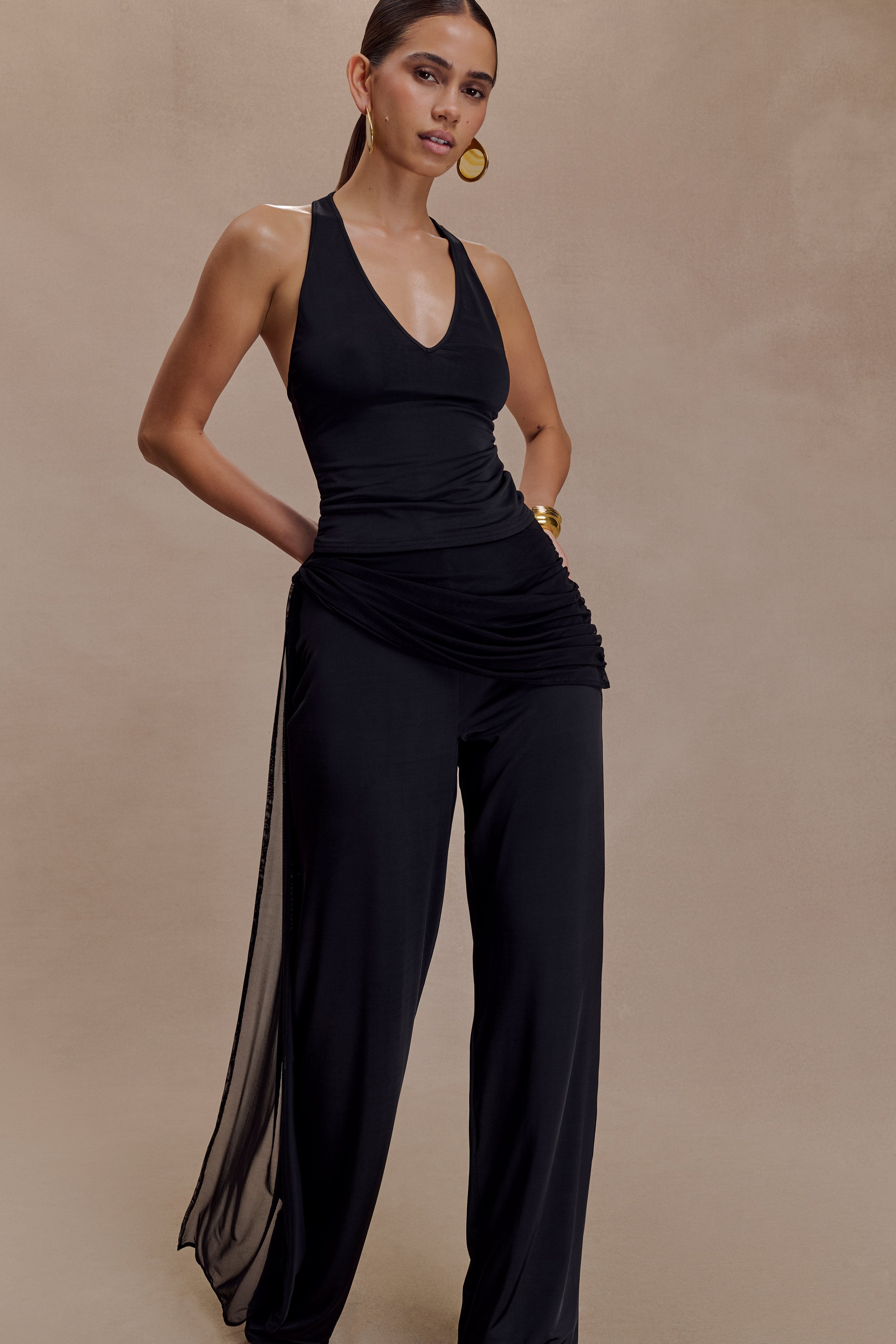 Aspyn Slinky And Mesh Top - Black - Image 3