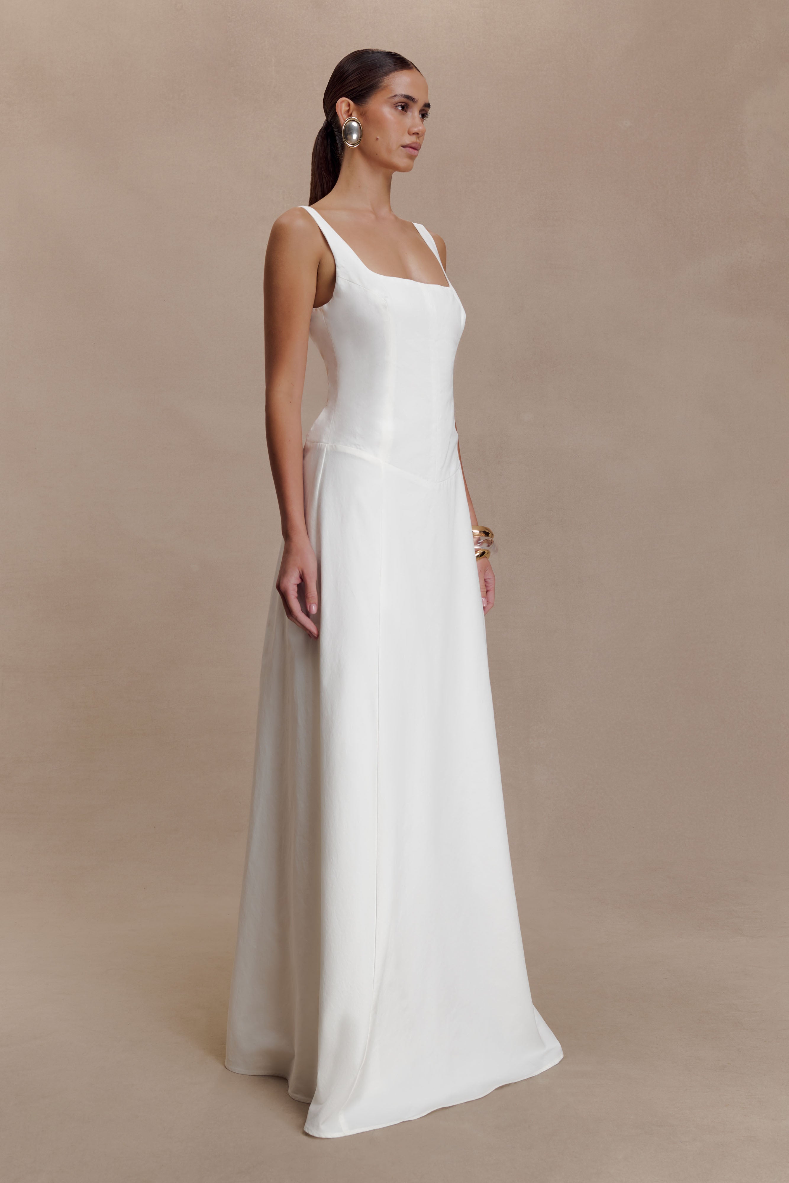 Alternative view of Salma Drop Waist Cotton Maxi Dress - White