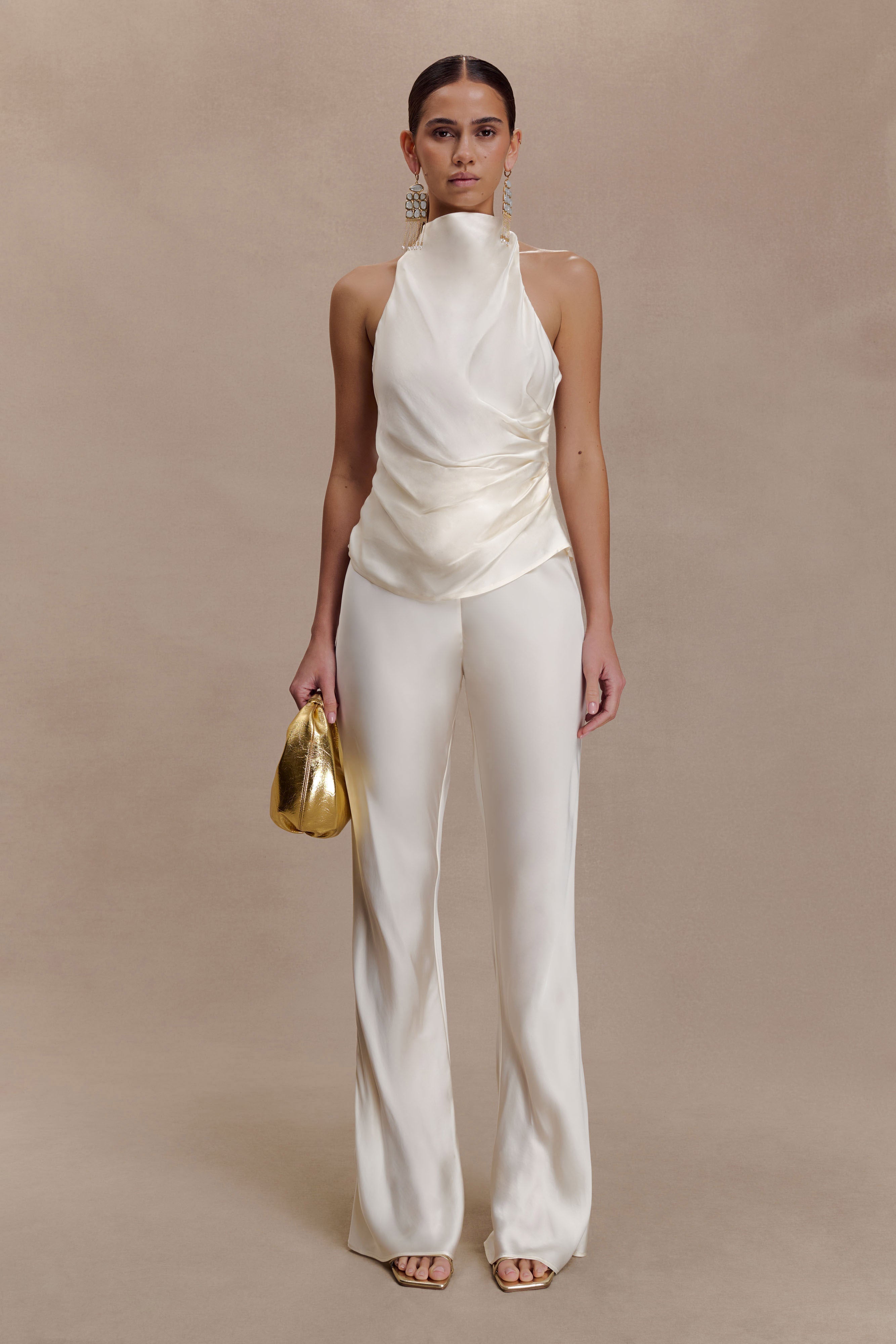 Bianca Satin Halter Top - Ivory - Image 7
