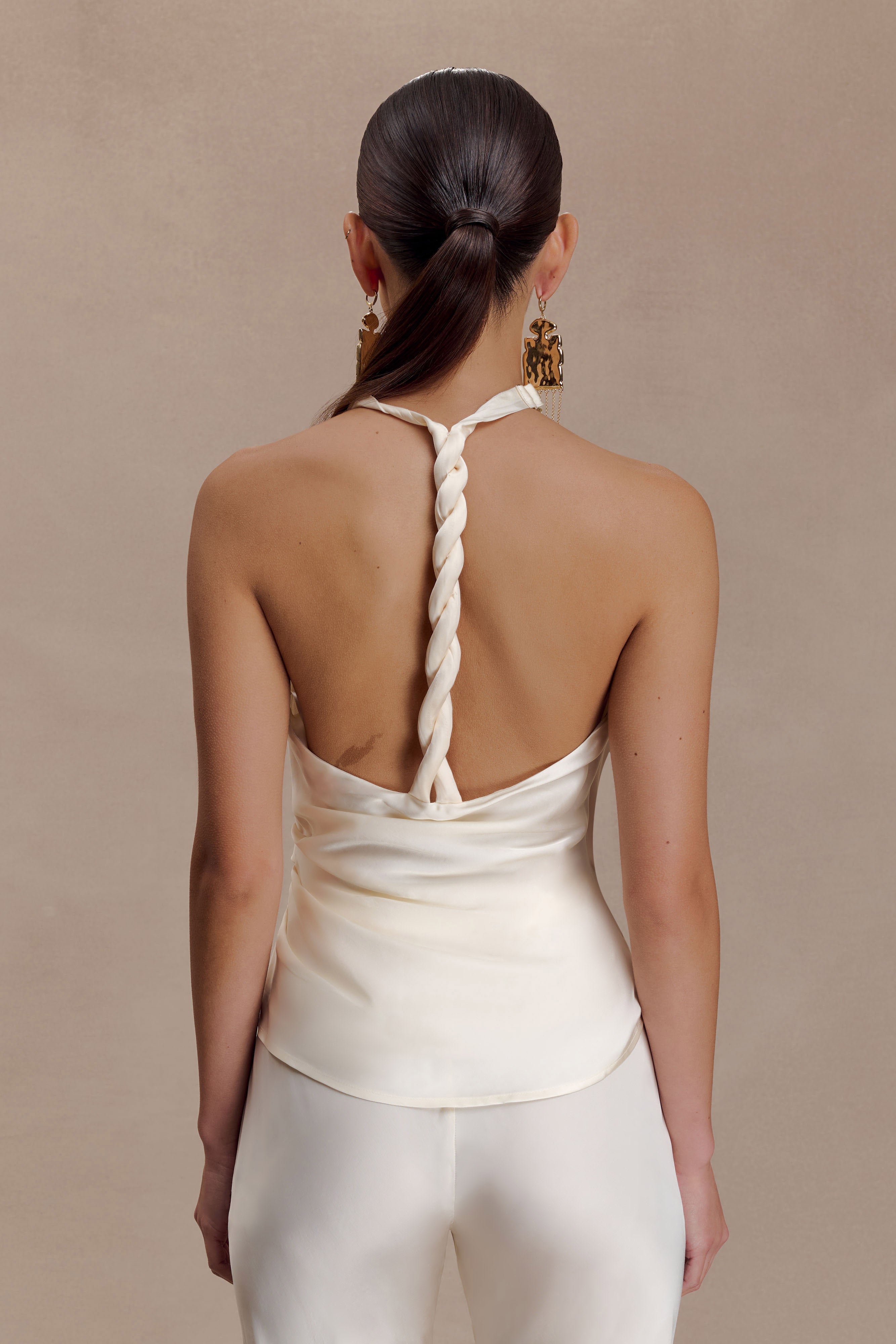 Alternative view of Bianca Satin Halter Top - Ivory