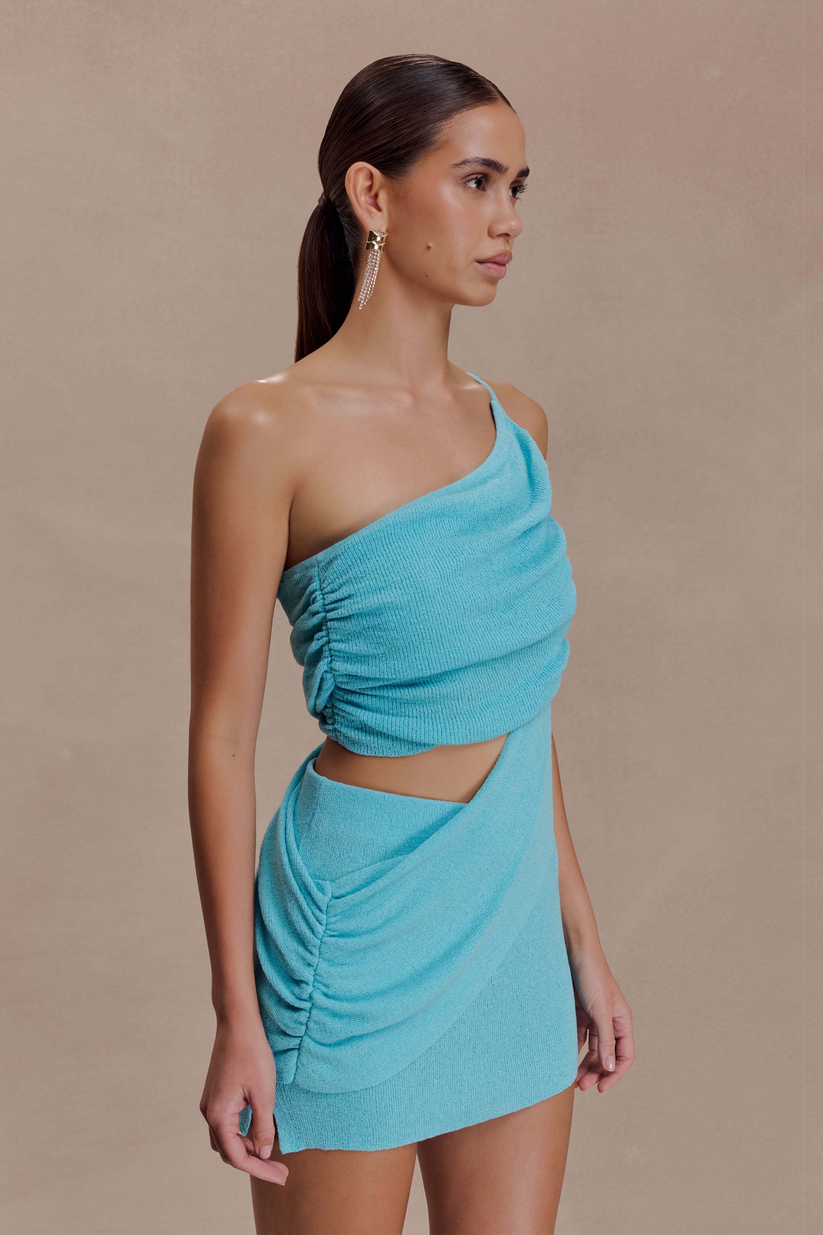 Alternative view of Corah Drape Knit Top - Cyan Blue