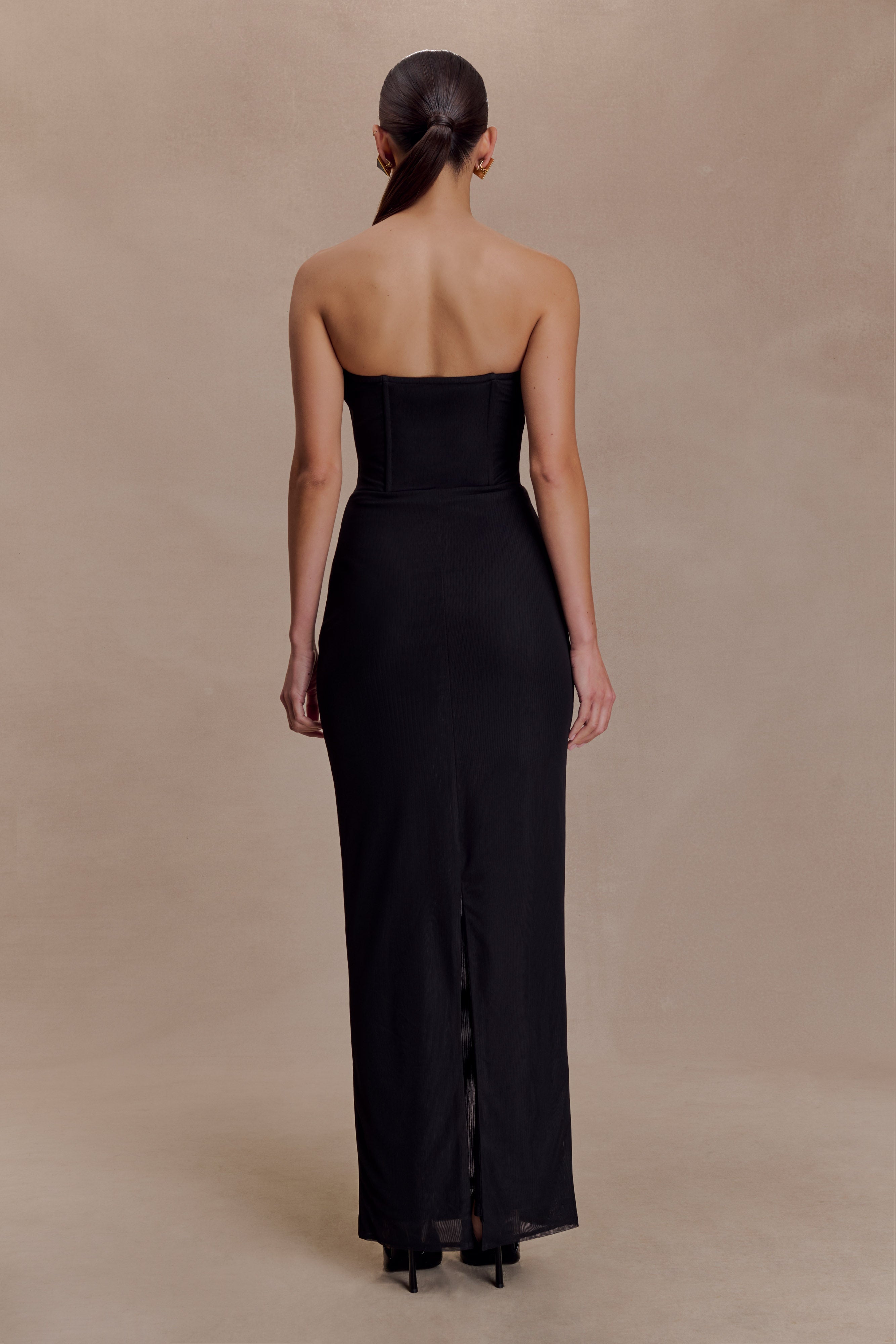 Alternative view of Gemma Strapless Mesh Maxi Dress - Black