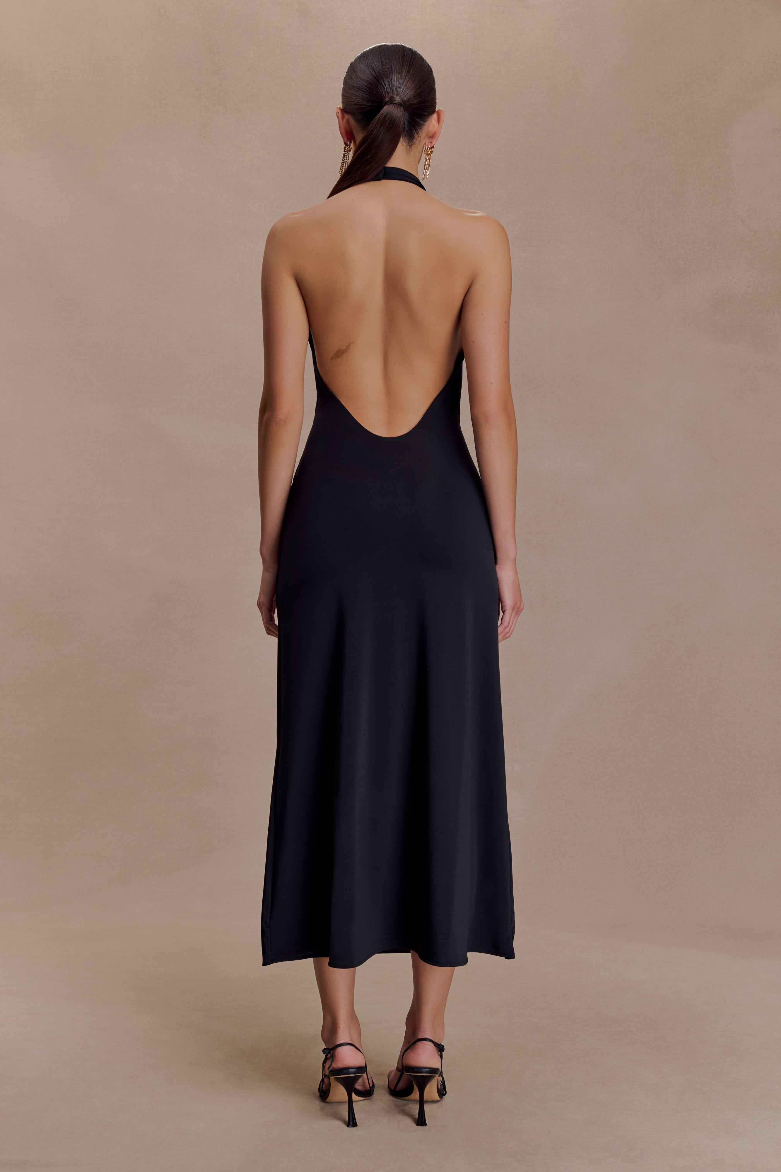 Alternative view of Genie Slinky Halter Midi Dress - Black
