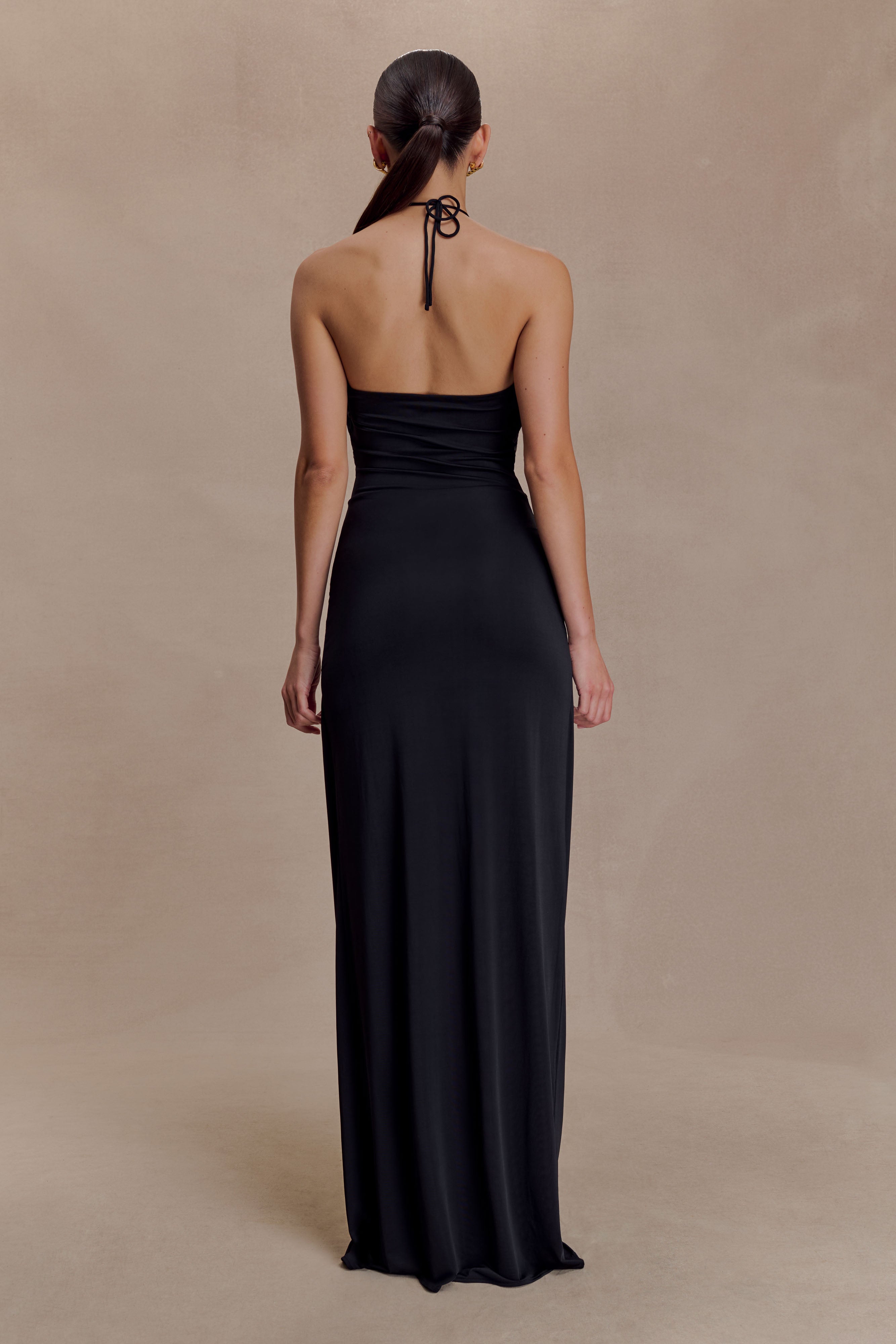 Alternative view of Quincy Halter Maxi Dress With Hardware - Black