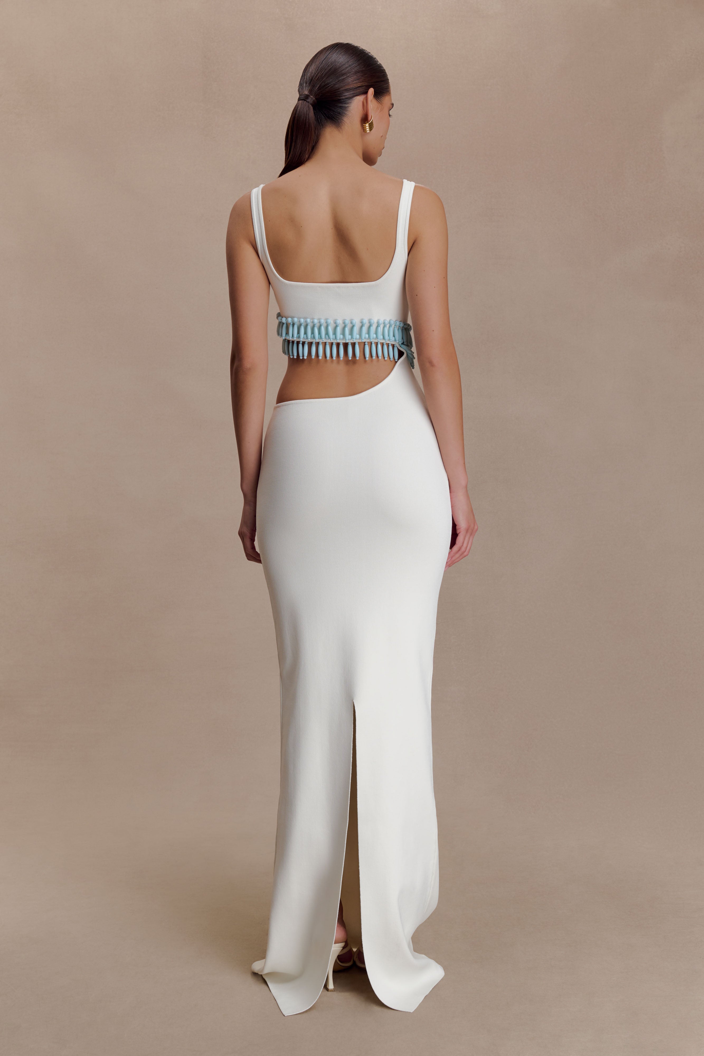Alternative view of Ruvic Knit Maxi Beaded Dress - White