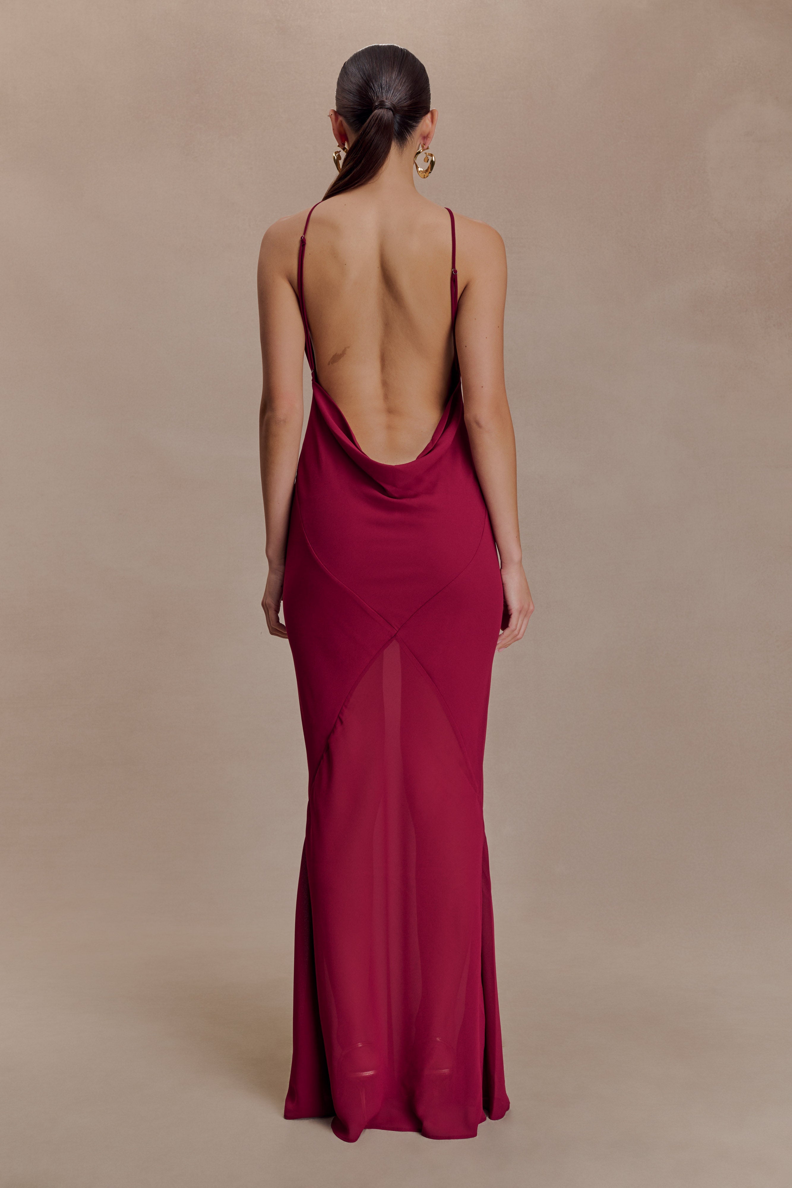 Alternative view of Nerea Slip Halter Maxi Dress - Cherry Red