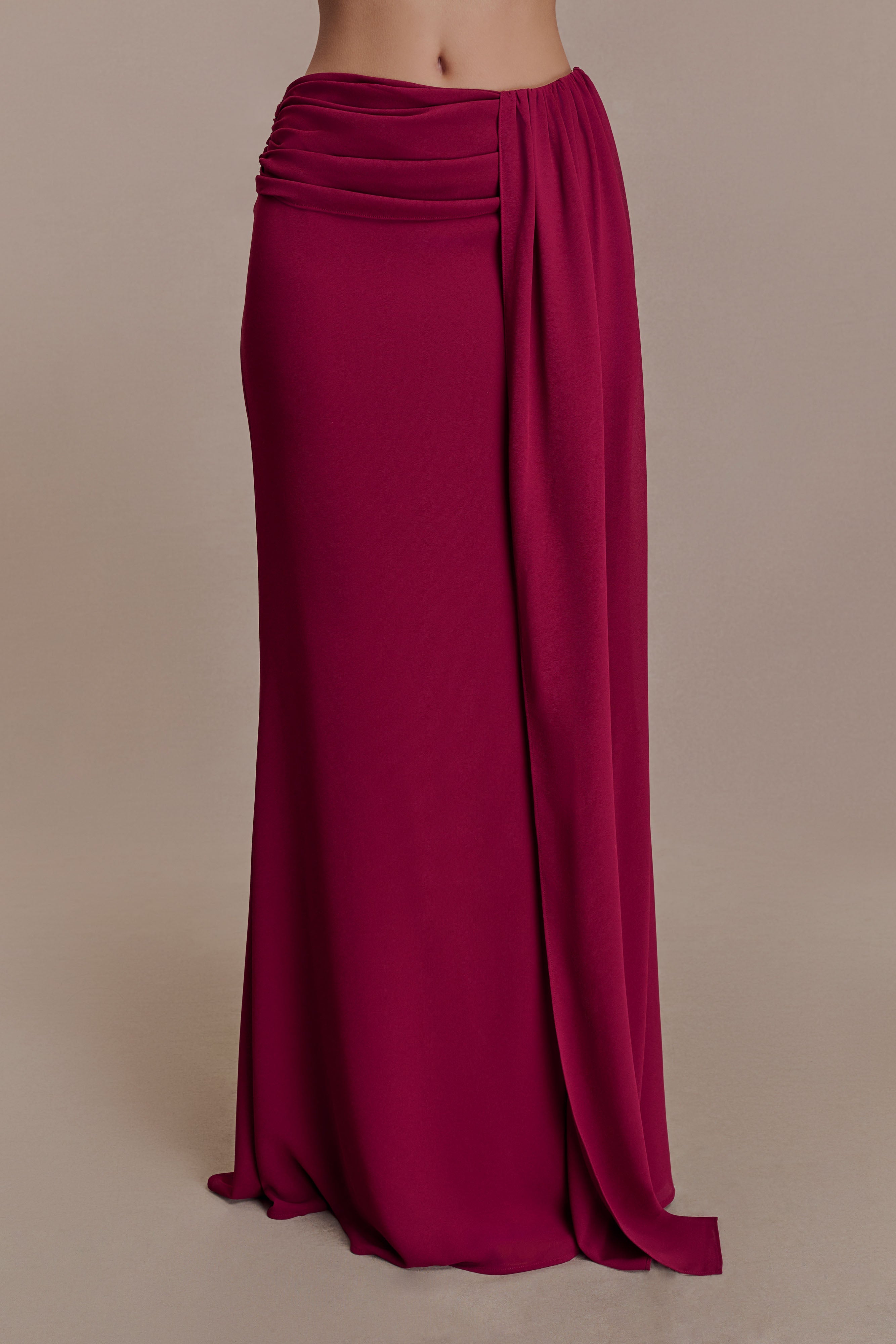 Celina Chiffon Overlay Maxi Skirt - Cherry Red - Image 7
