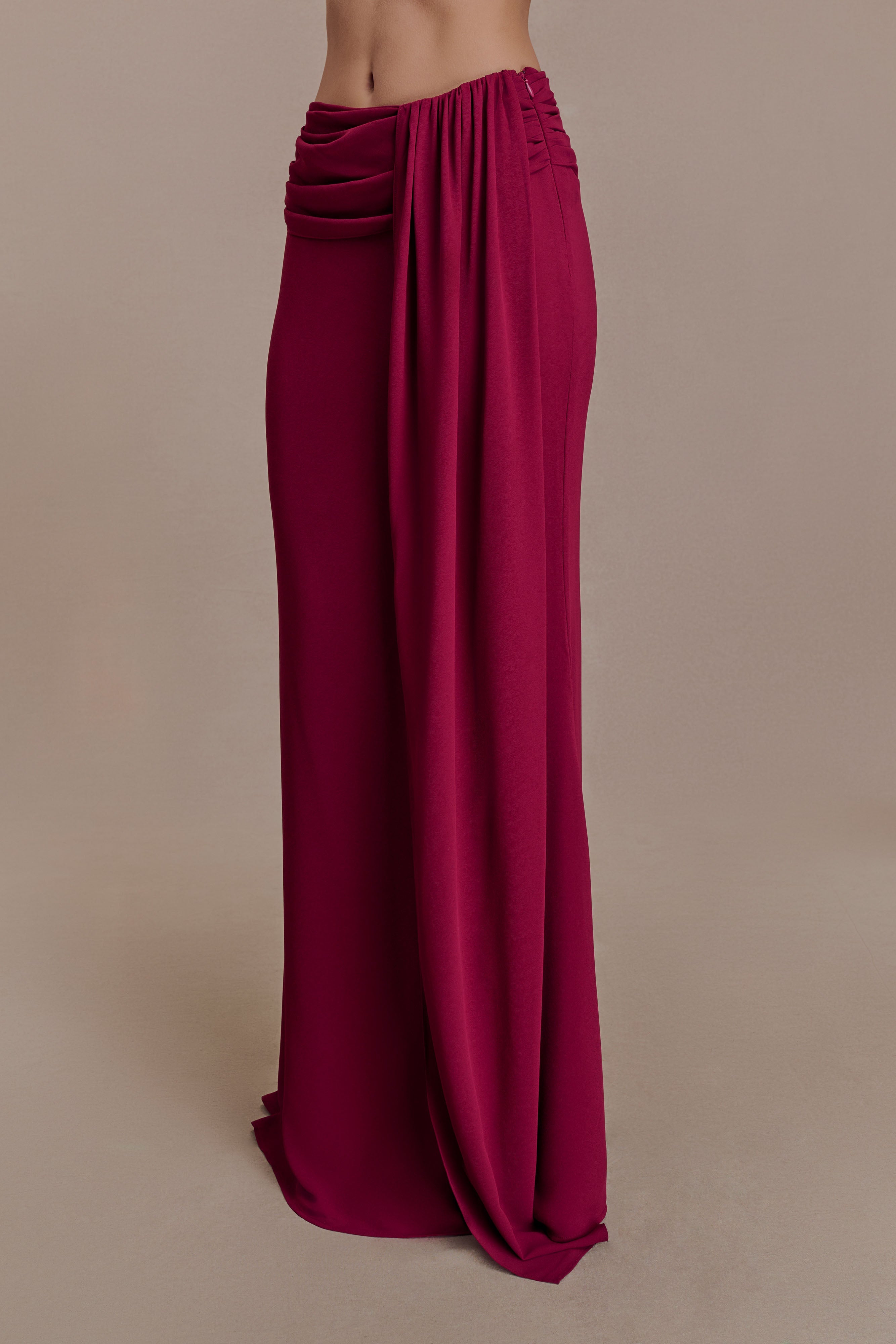 Celina Chiffon Overlay Maxi Skirt - Cherry Red - Image 9