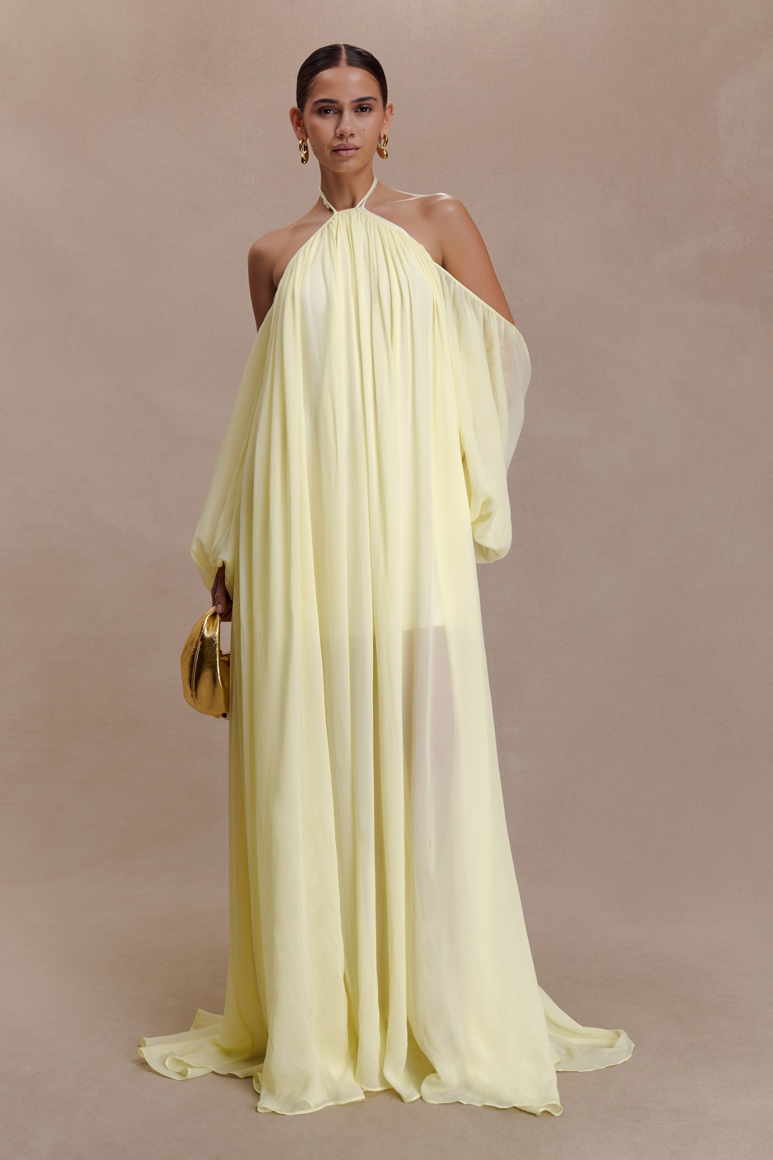 Janni Chiffon Maxi Dress With Hardware - Lemon Lime - Image 4