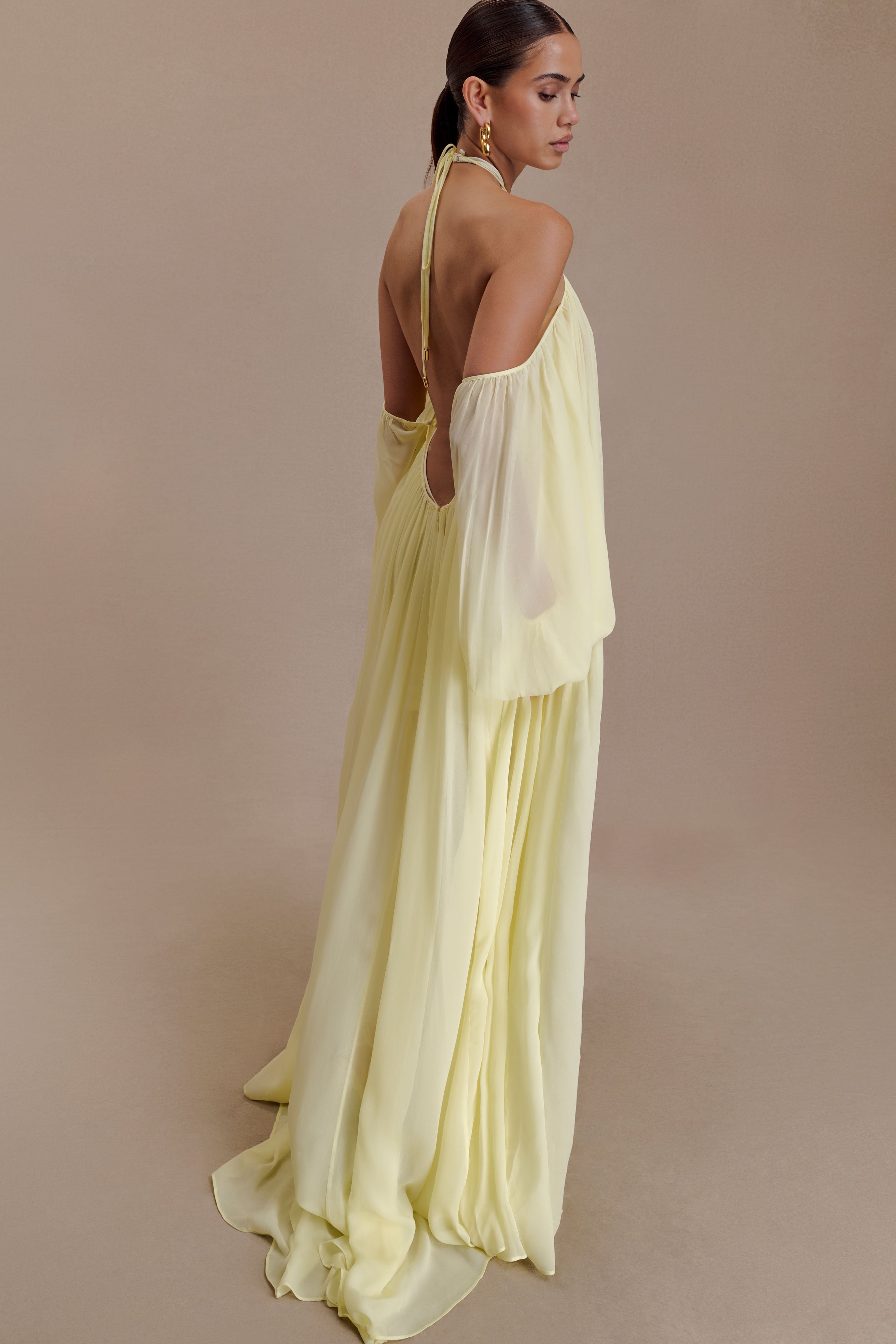 Janni Chiffon Maxi Dress With Hardware - Lemon Lime - Image 6
