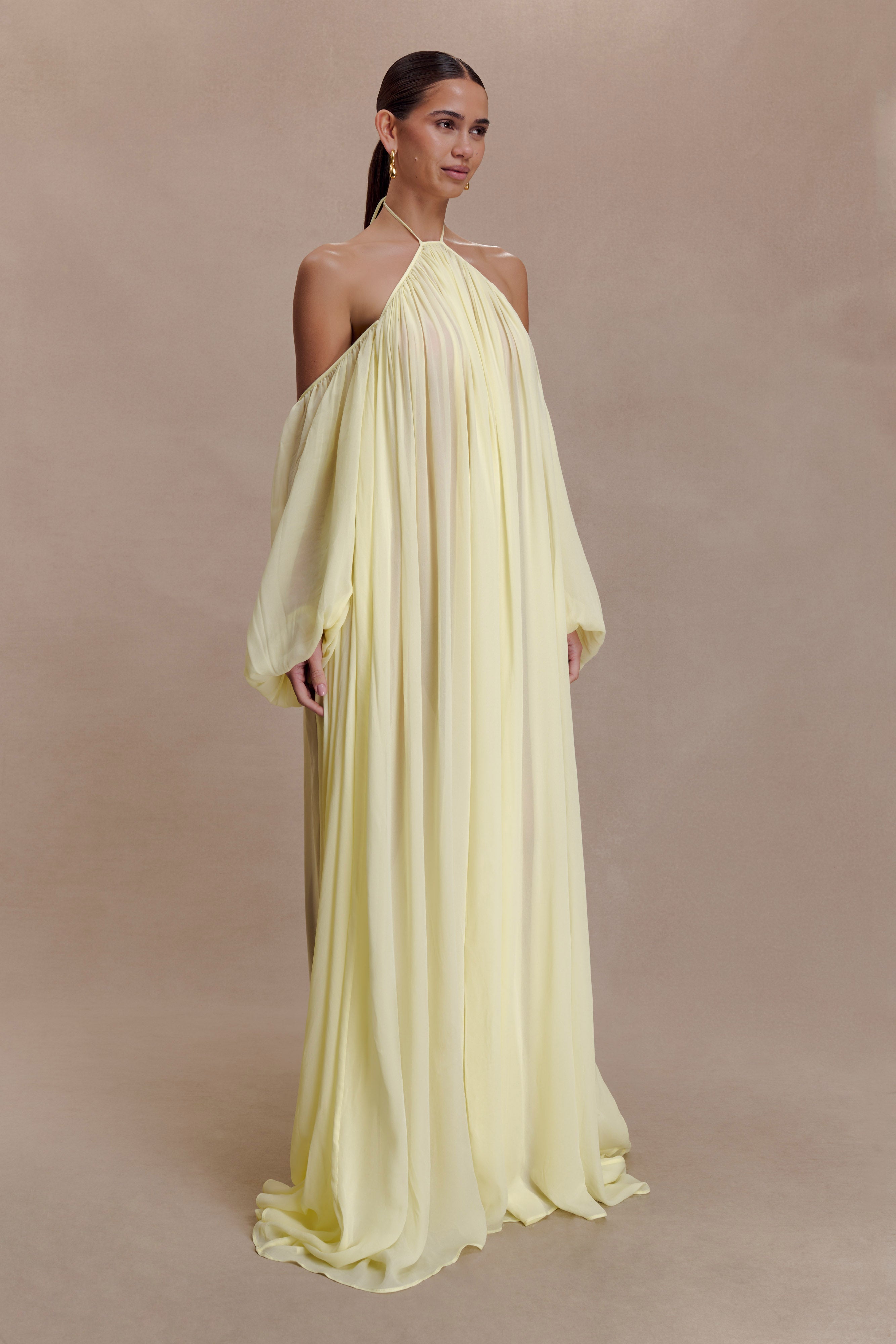 Janni Chiffon Maxi Dress With Hardware - Lemon Lime - Image 3