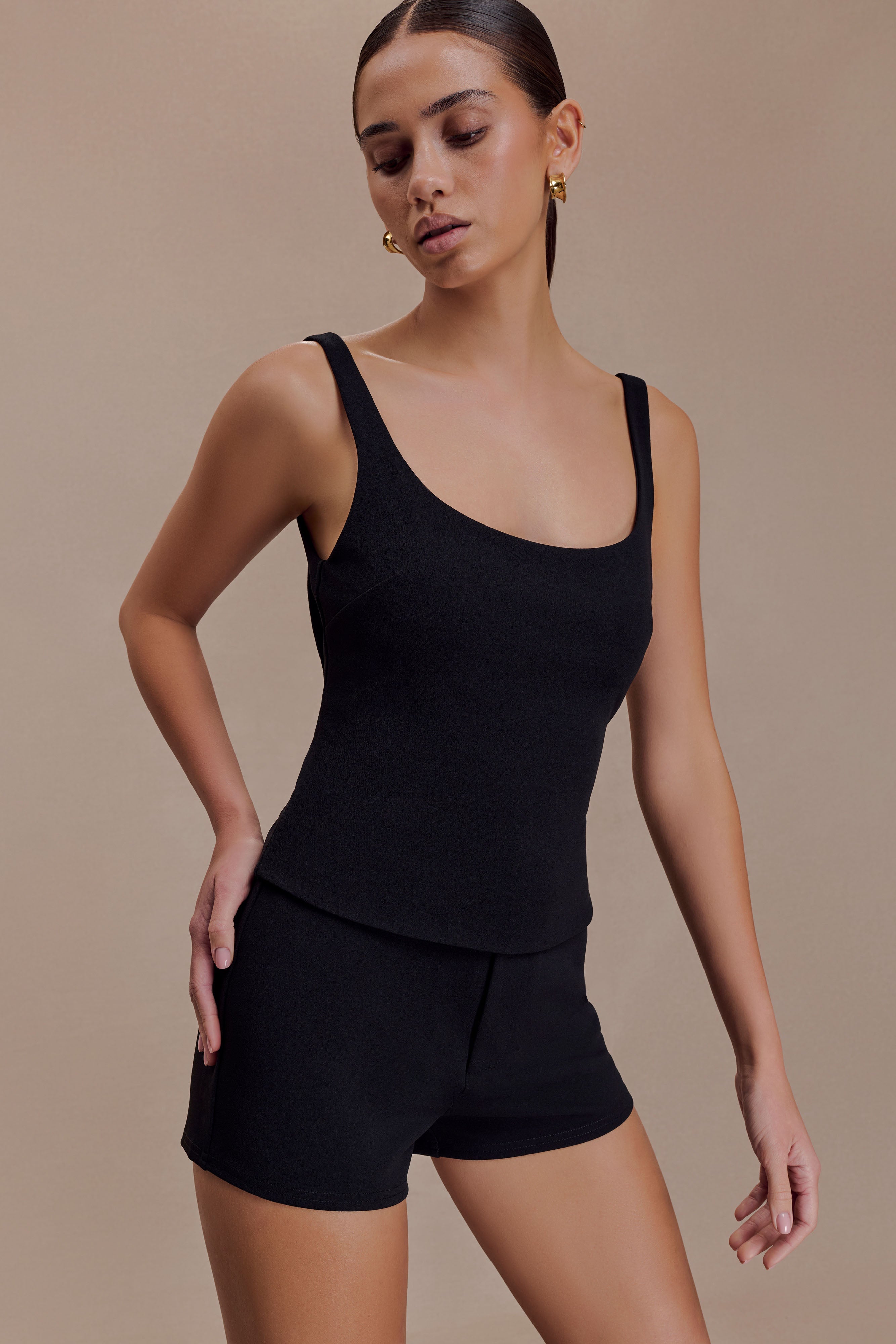 Blanca Stretch Crepe Cami Top - Black - Image 3