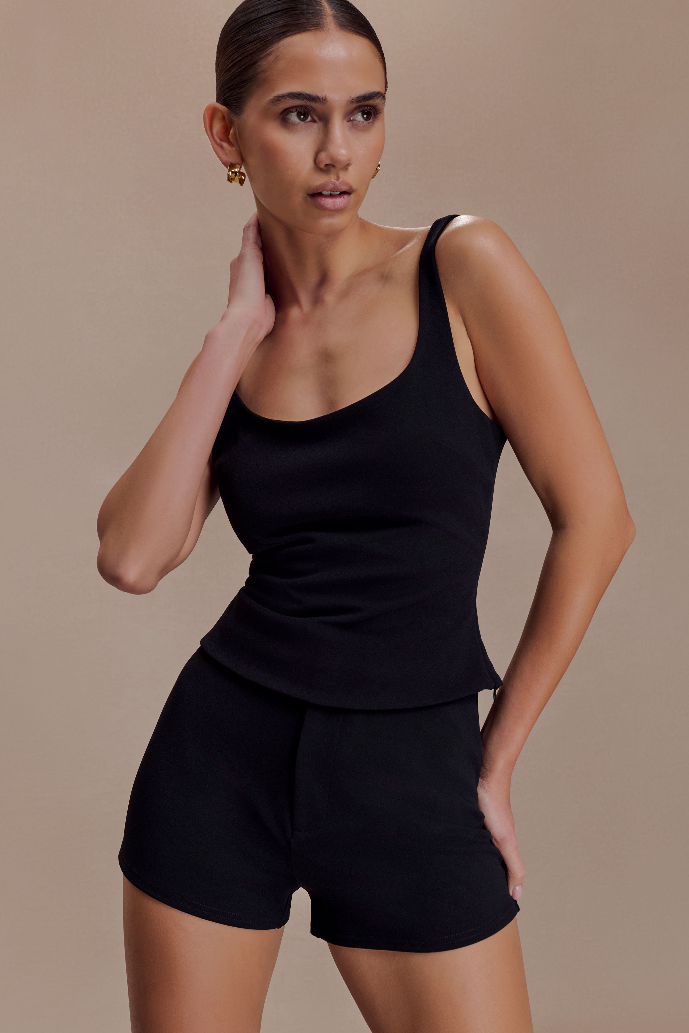 Blanca Stretch Crepe Shorts - Black - Image 3