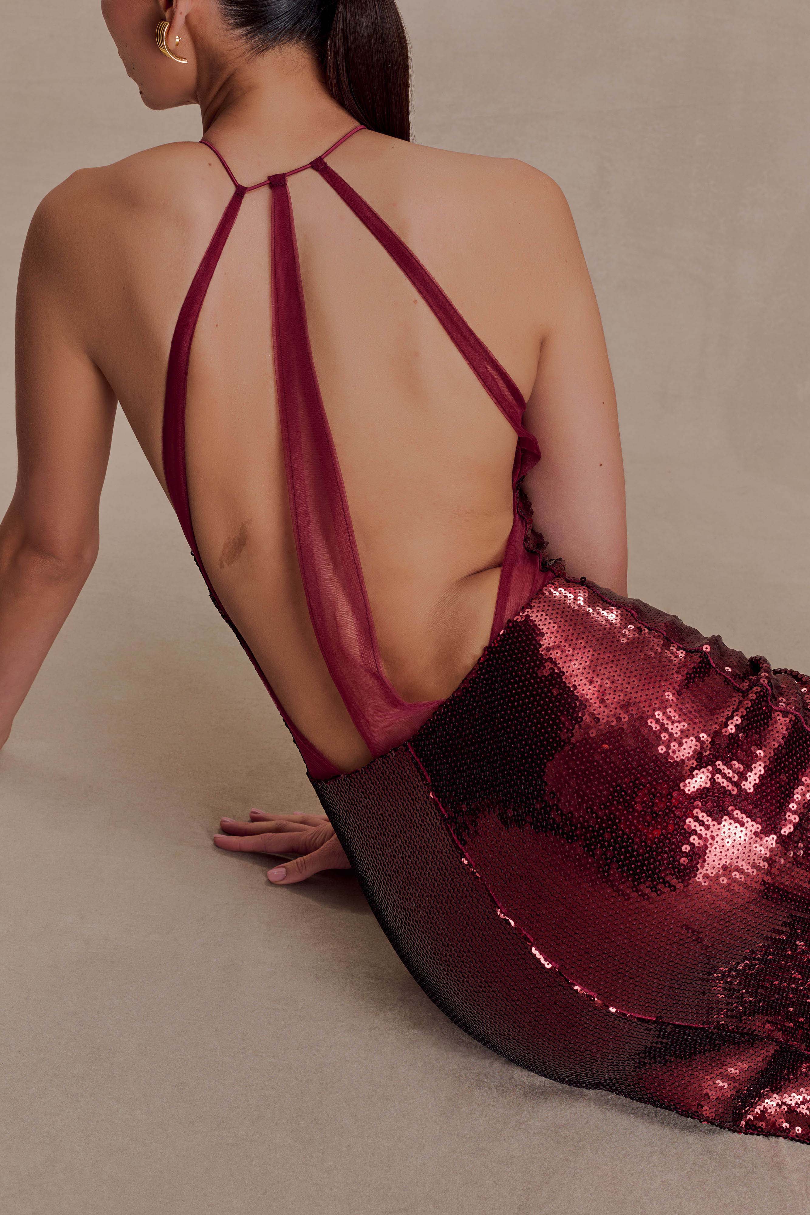 Baldwin Sequin Cut Out Maxi Dress - Mahogany - Image 7