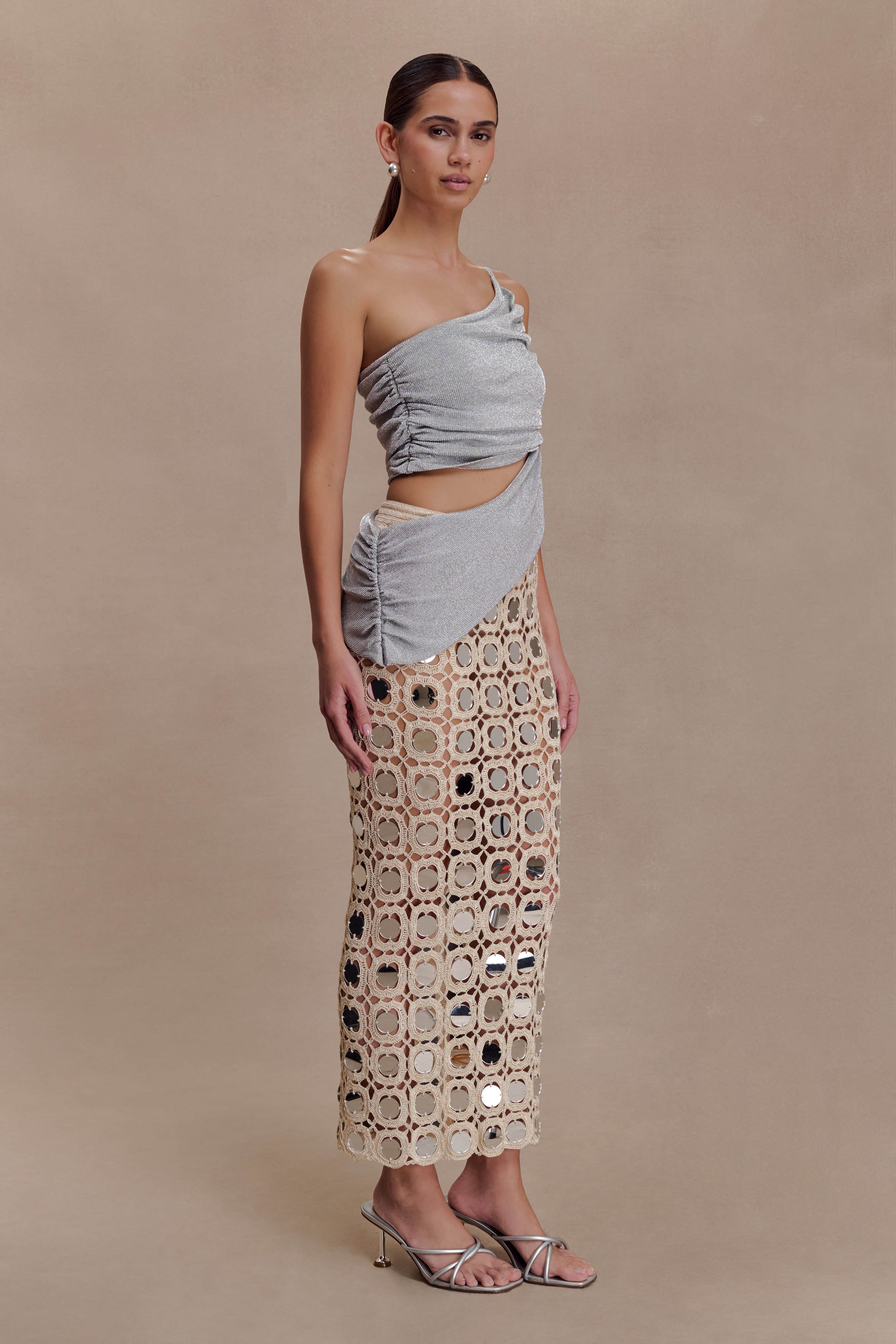 Corah Lurex Drape Knit Top - Silver - Image 5