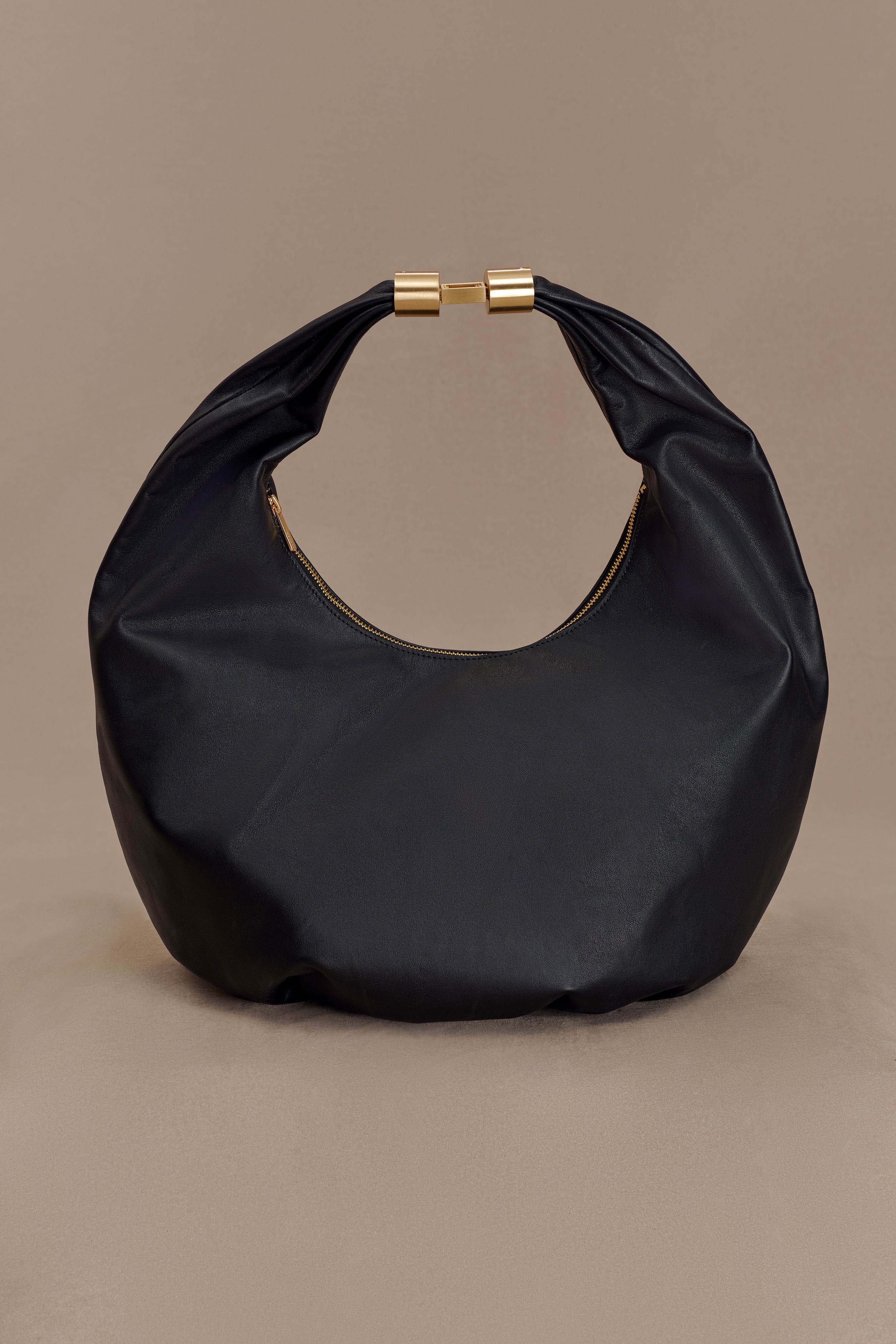 Bristol Croissant Leather Shoulder Bag - Black - Image 4