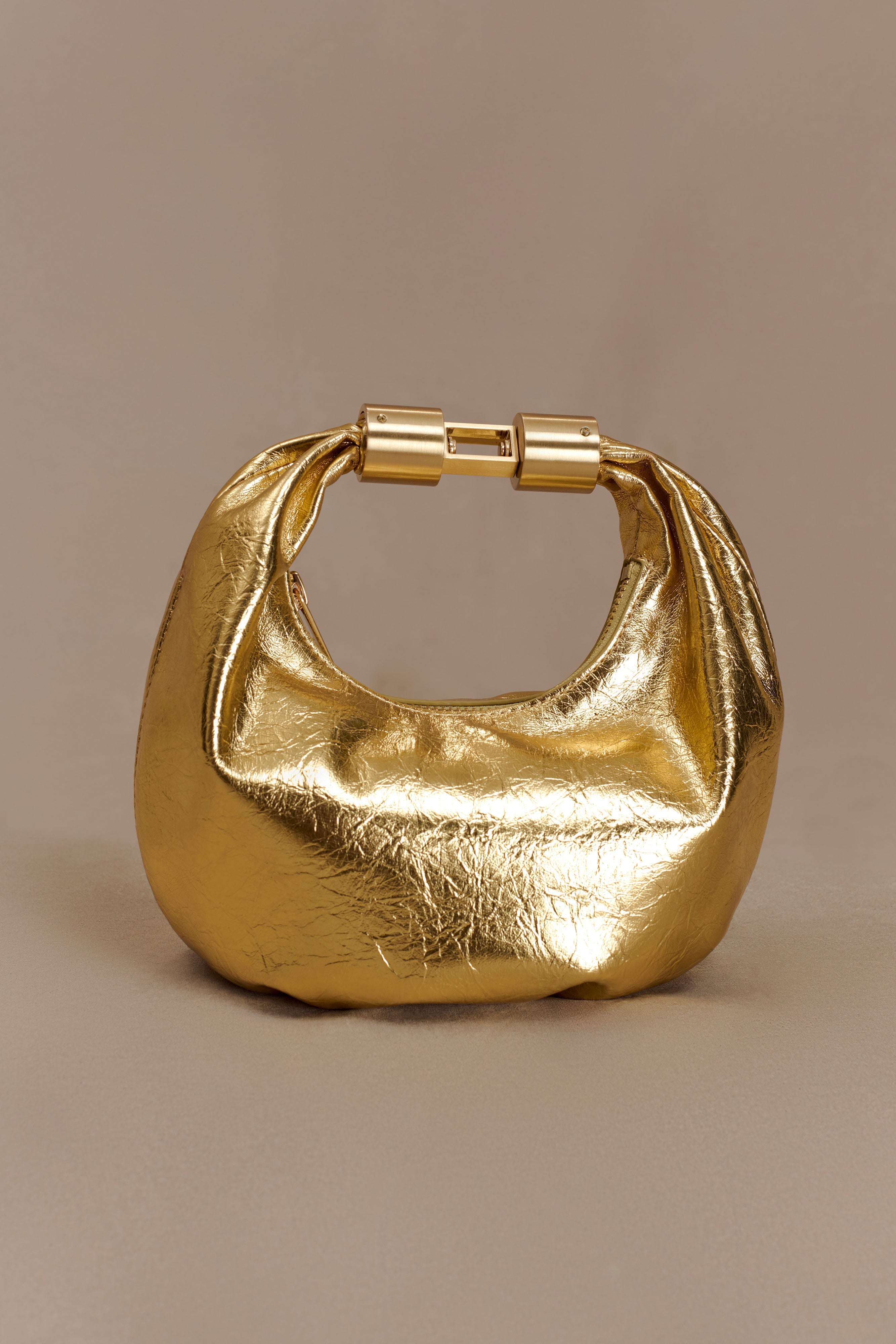 Bristol Mini Croissant Leather Bag - Gold - Image 5