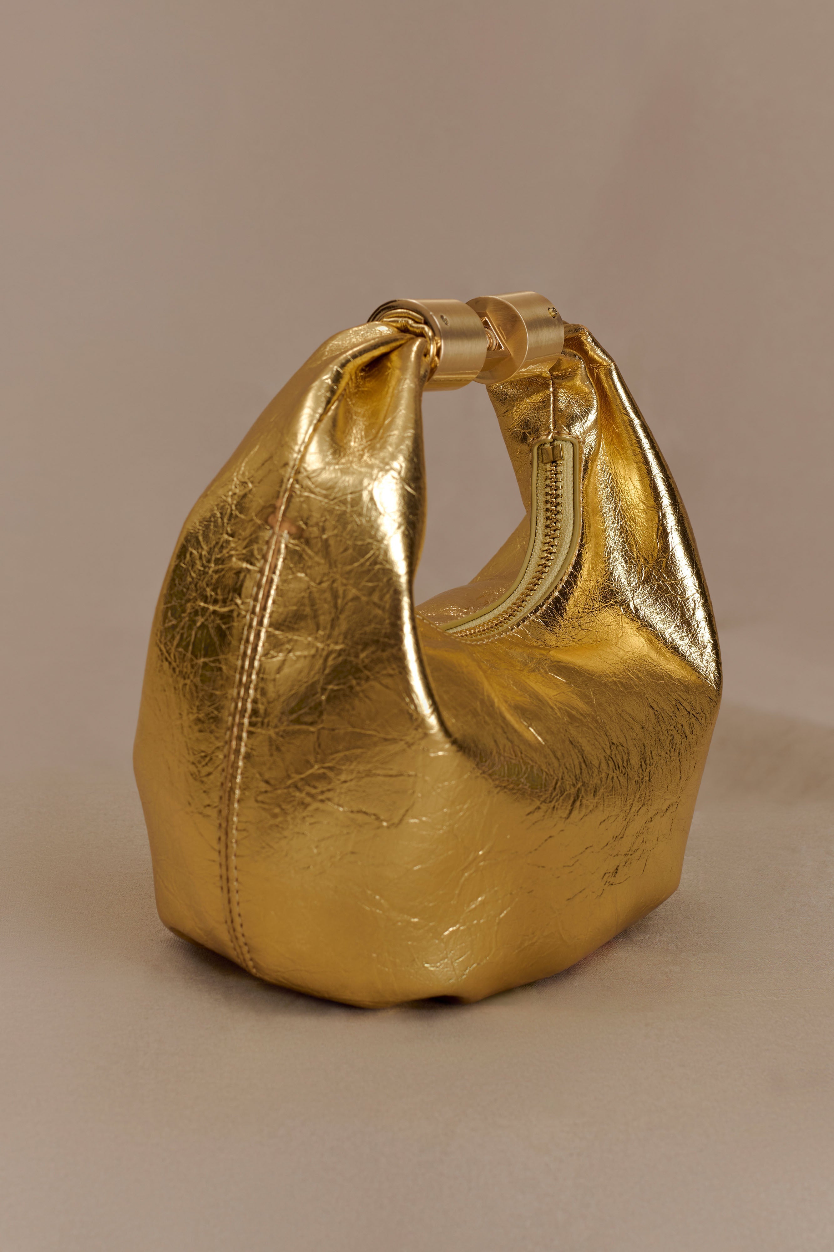 Bristol Mini Croissant Leather Bag - Gold - Image 6