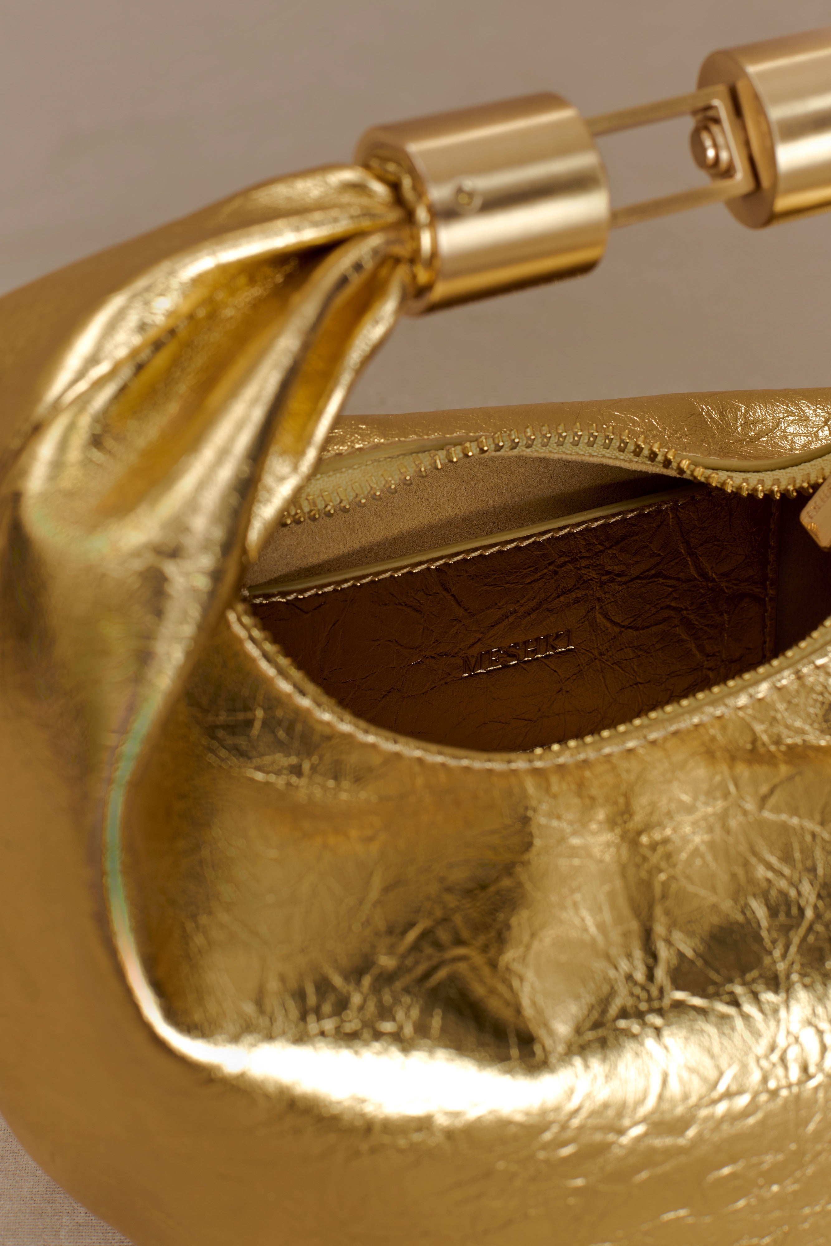 Bristol Mini Croissant Leather Bag - Gold - Image 8