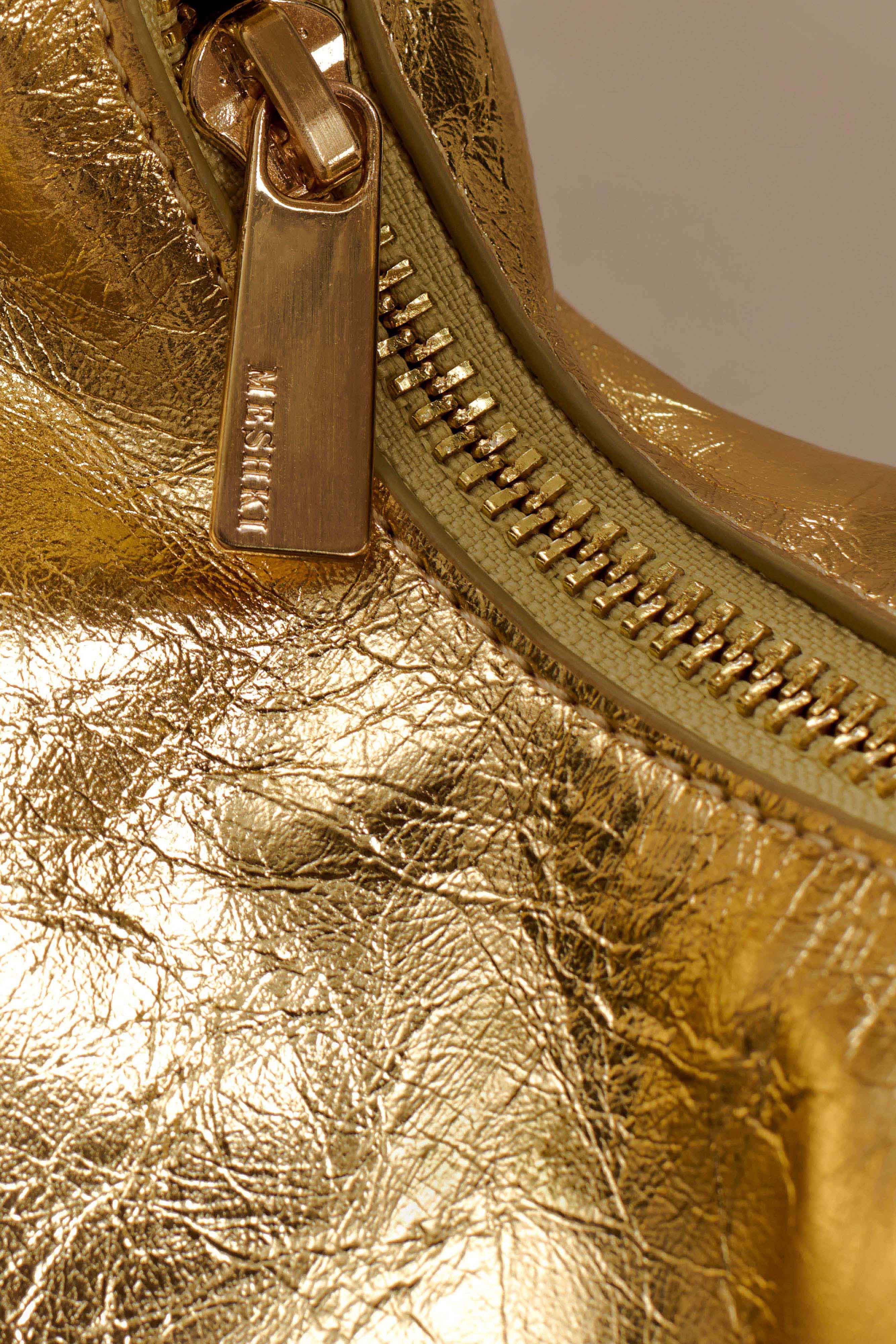 Bristol Mini Croissant Leather Bag - Gold - Image 7